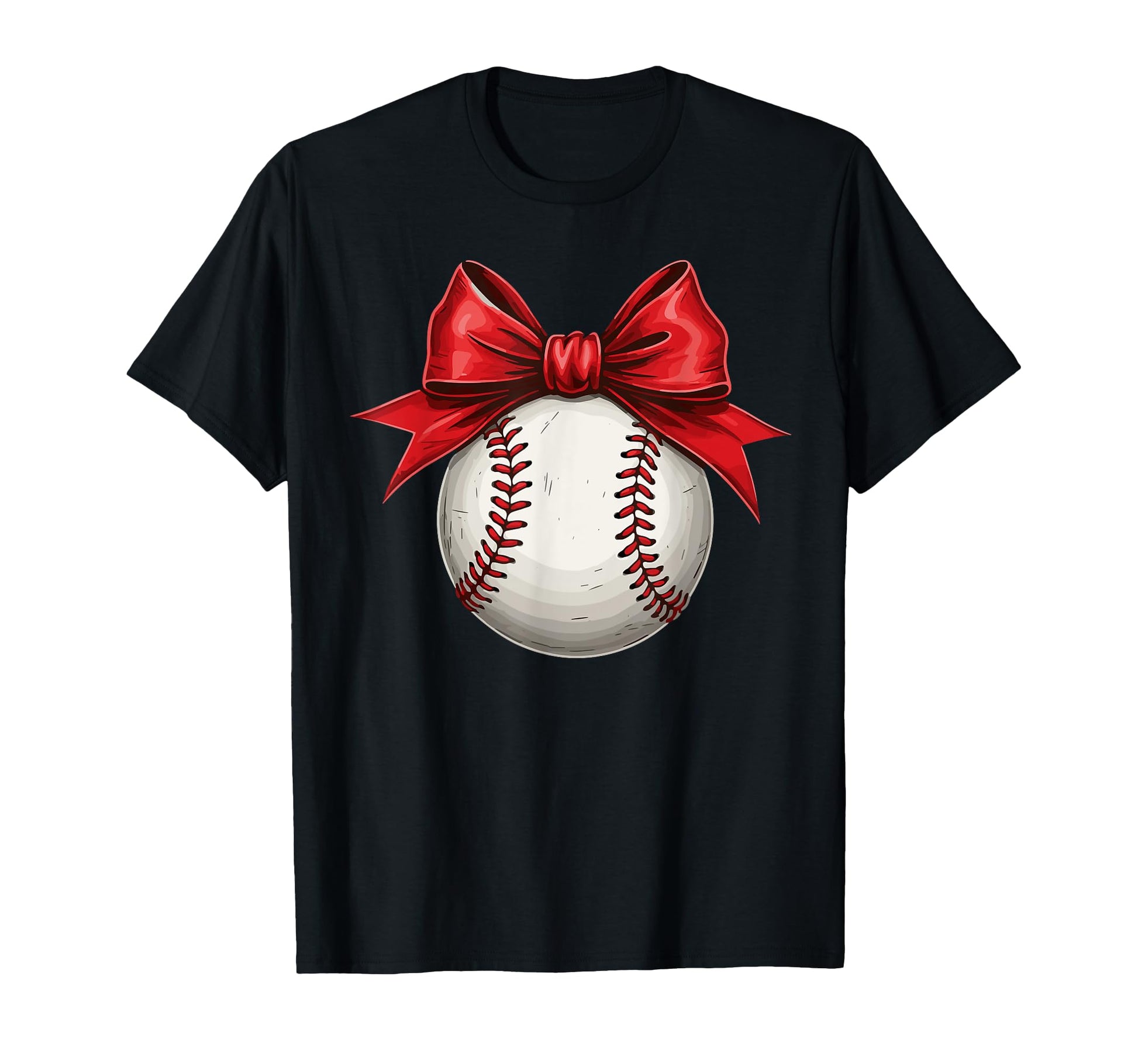 Baseball Red Coquette Bow T-Shirt - Casual Everyday Wear for Adults - T-Shirt, Sweatshirt, Hoodie