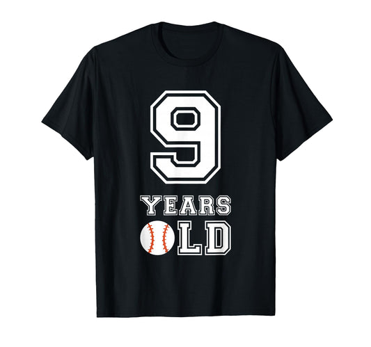 9 Years Old Baseball Birthday 9Th T-Shirt - Aesthetic Graphic Unisex - T-Shirt, Sweatshirt, Hoodie