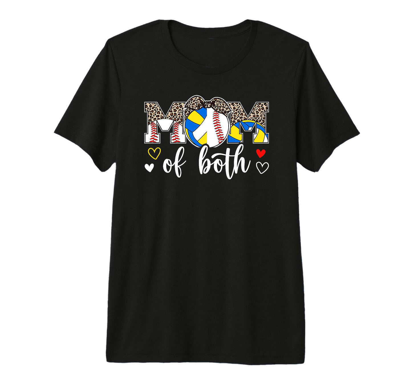 Mom Both Leopard Volleyball Baseball T-Shirt - Unique Graphic for Adults - T-Shirt, Sweatshirt, Hoodie