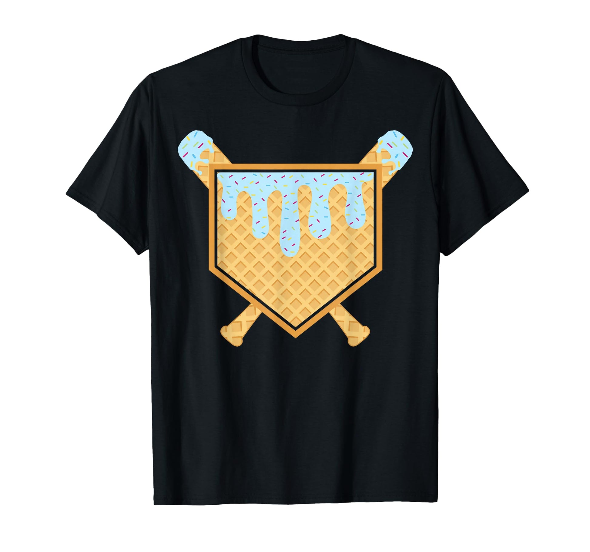 Baseball Drip Ice Cream Waffle Cone T-Shirt - Trendy Graphic for Adults - T-Shirt, Sweatshirt, Hoodie