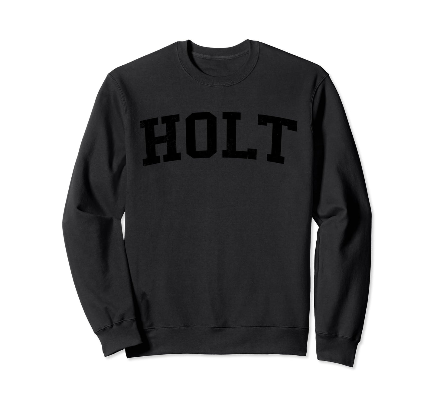Holt Mi Distressed Black Varsity Sweatshirt - Minimalist Print for Adults - T-Shirt, Sweatshirt, Hoodie