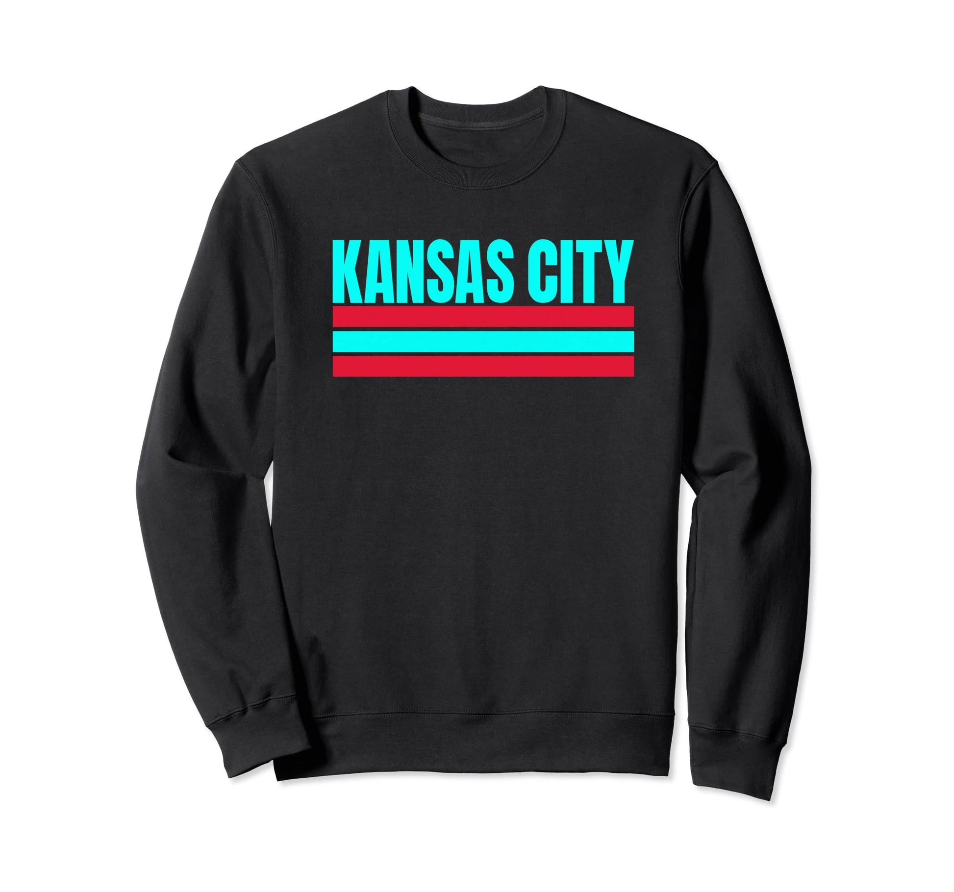Kansas City Teal Red Stripes Sweatshirt - Custom Art Print Men Women - T-Shirt, Sweatshirt, Hoodie