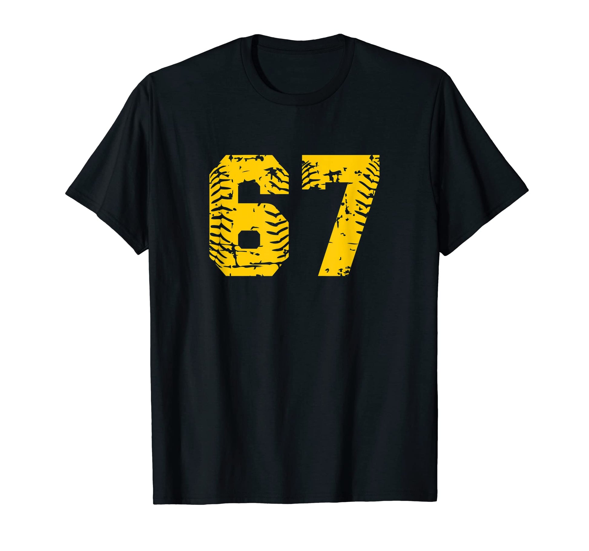 Baseball Softball Number 67 Yellow T-Shirt - Trendy Graphic Men Women - T-Shirt, Sweatshirt, Hoodie