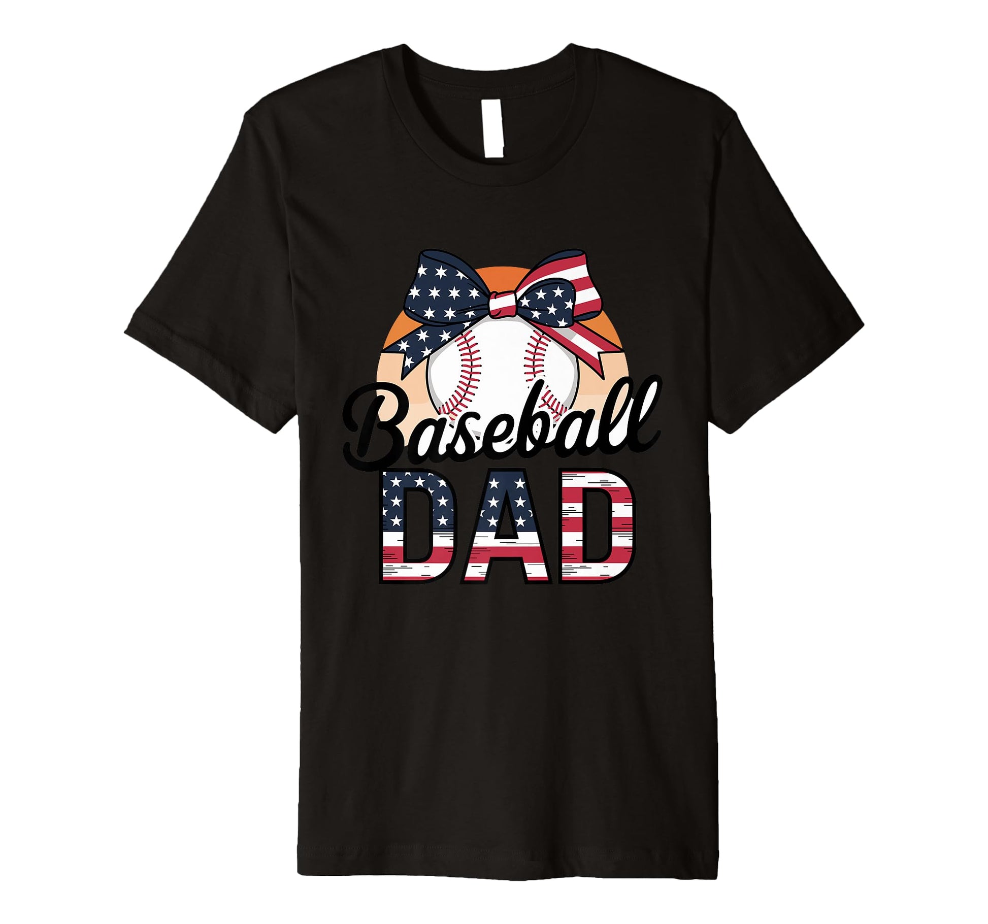 Baseball Dad American Flag Bow Sports T-Shirt - Minimalist Print for Adults - T-Shirt, Sweatshirt, Hoodie