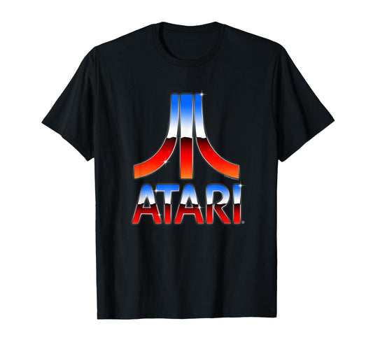 Atari Red White And Blue Chrome T-Shirt - Minimalist Print for Adults - T-Shirt, Sweatshirt, Hoodie