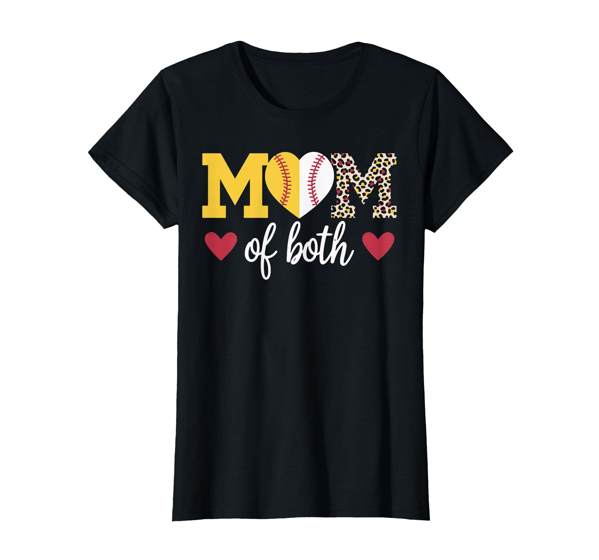 Mom Softball Baseball Heart Leopard T-Shirt - Aesthetic Graphic Men Women - T-Shirt, Sweatshirt, Hoodie