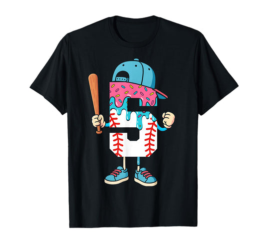 Baseball 5 Year Old Ice Cream Drip T-Shirt - Streetwear Style Men Women - T-Shirt, Sweatshirt, Hoodie
