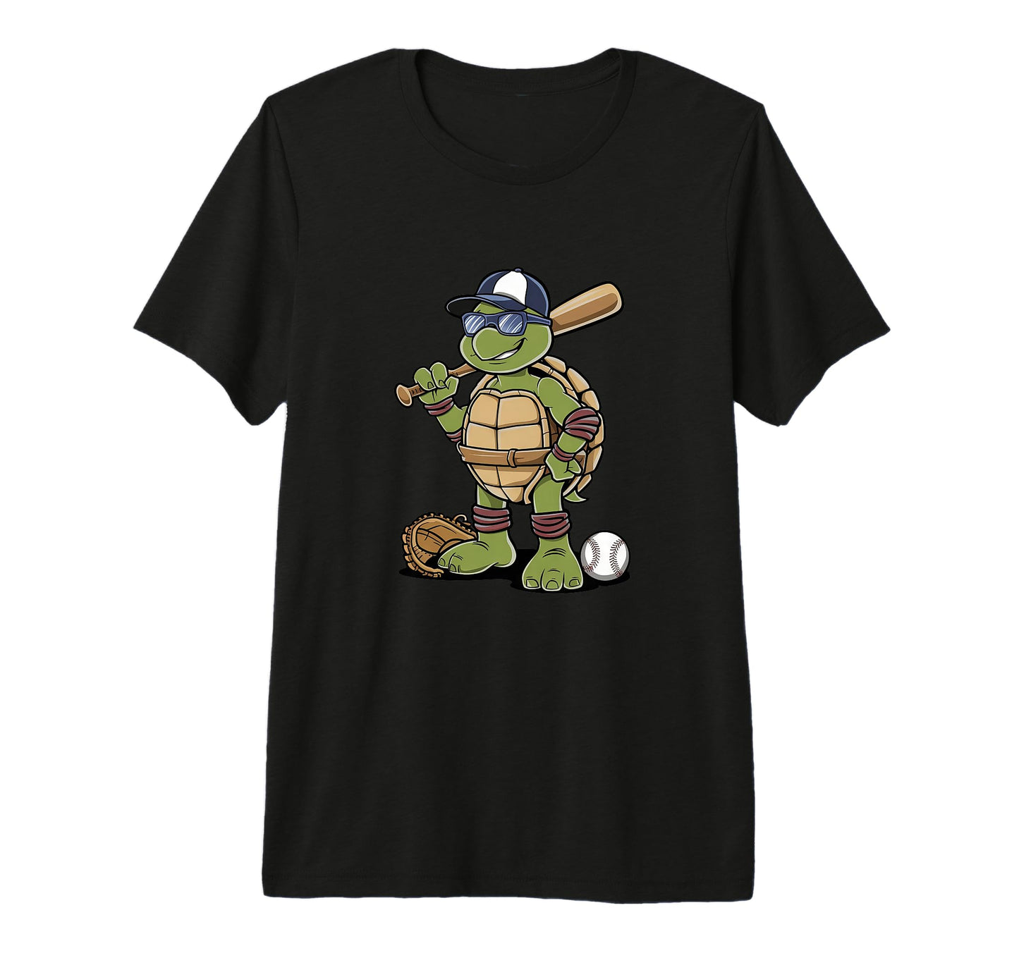 Baseball Turtle Cartoon Sports Fan T-Shirt - Fun Novelty Design for Adults - T-Shirt, Sweatshirt, Hoodie