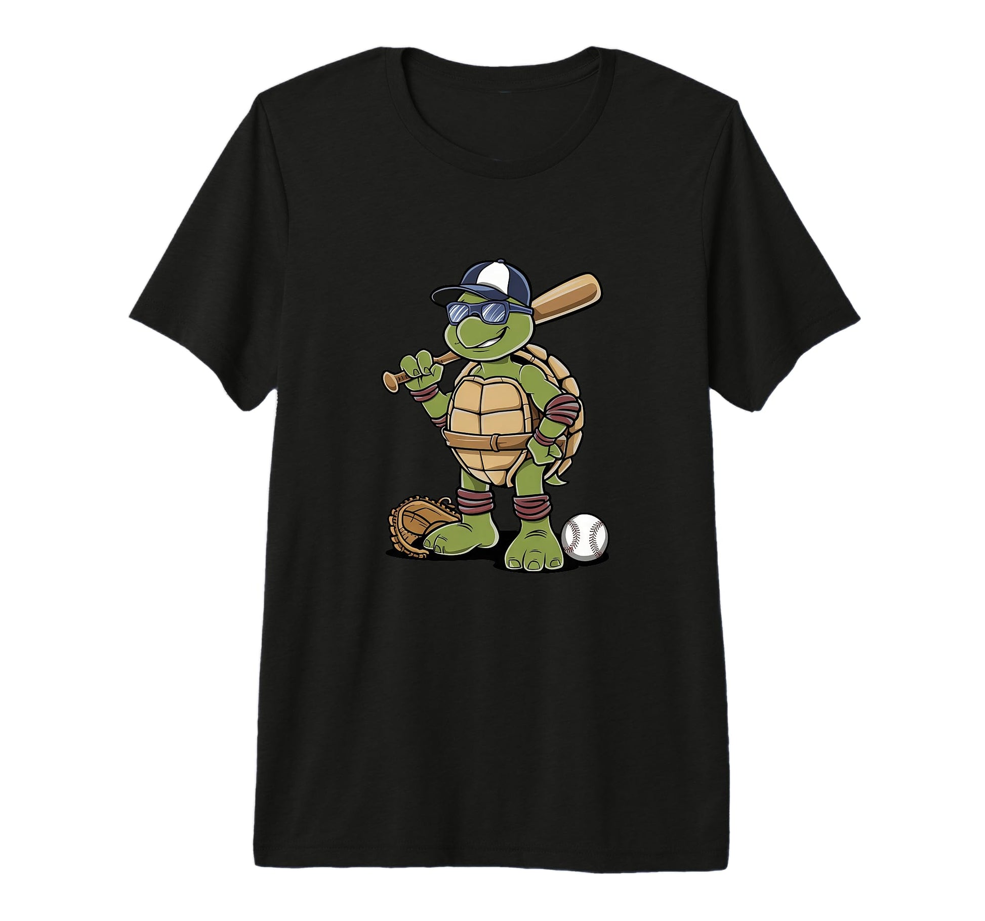 Baseball Turtle Cartoon Sports Fan T-Shirt - Fun Novelty Design for Adults - T-Shirt, Sweatshirt, Hoodie