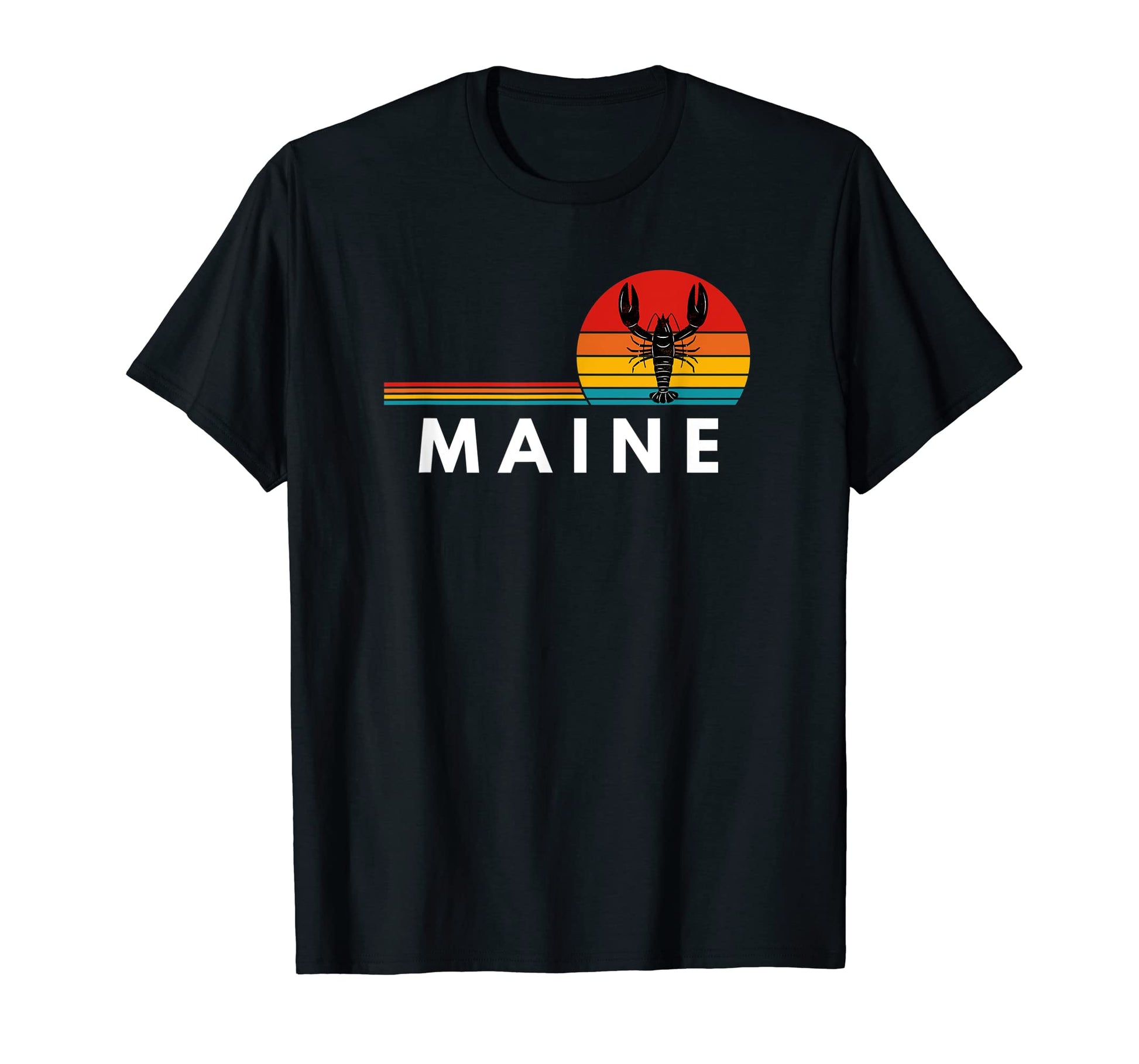 Maine Sunset Stripe Lobster T-Shirt - Trendy Graphic Men Women - T-Shirt, Sweatshirt, Hoodie