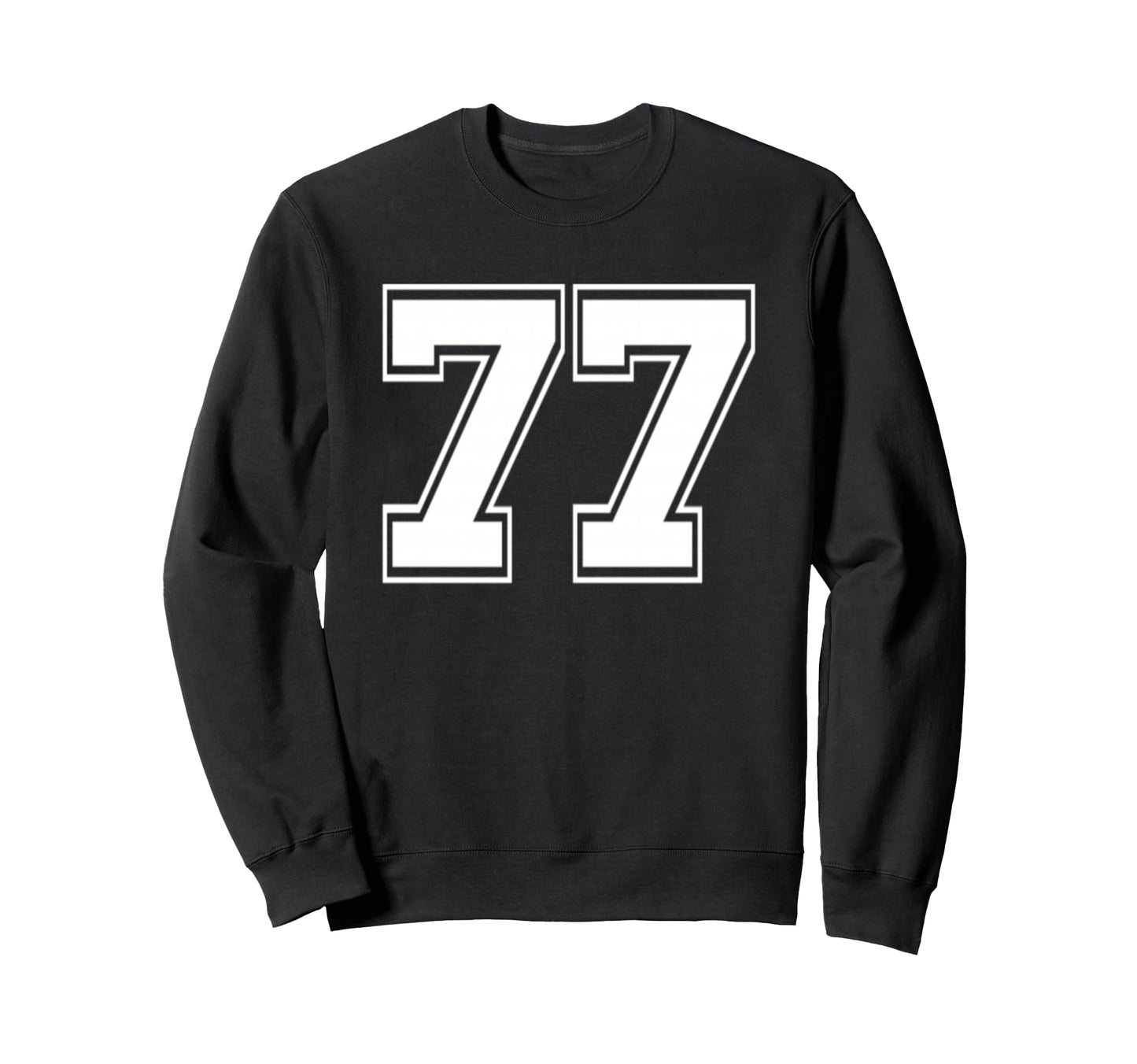 Number 77 Baseball Football Birthday Sweatshirt - Minimalist Print Unisex - T-Shirt, Sweatshirt, Hoodie