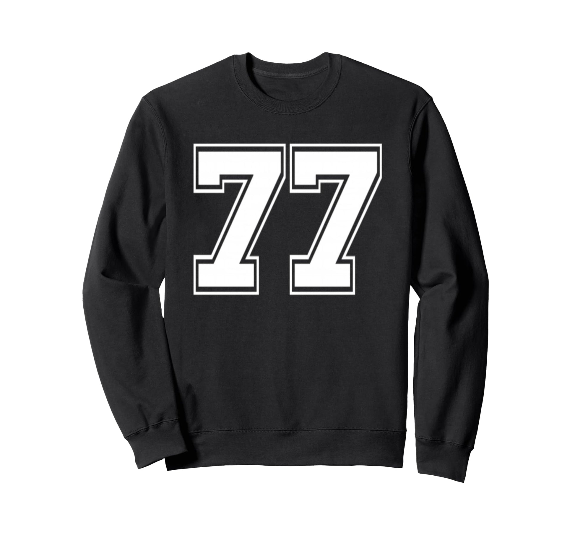 Number 77 Baseball Football Birthday Sweatshirt - Minimalist Print Unisex - T-Shirt, Sweatshirt, Hoodie