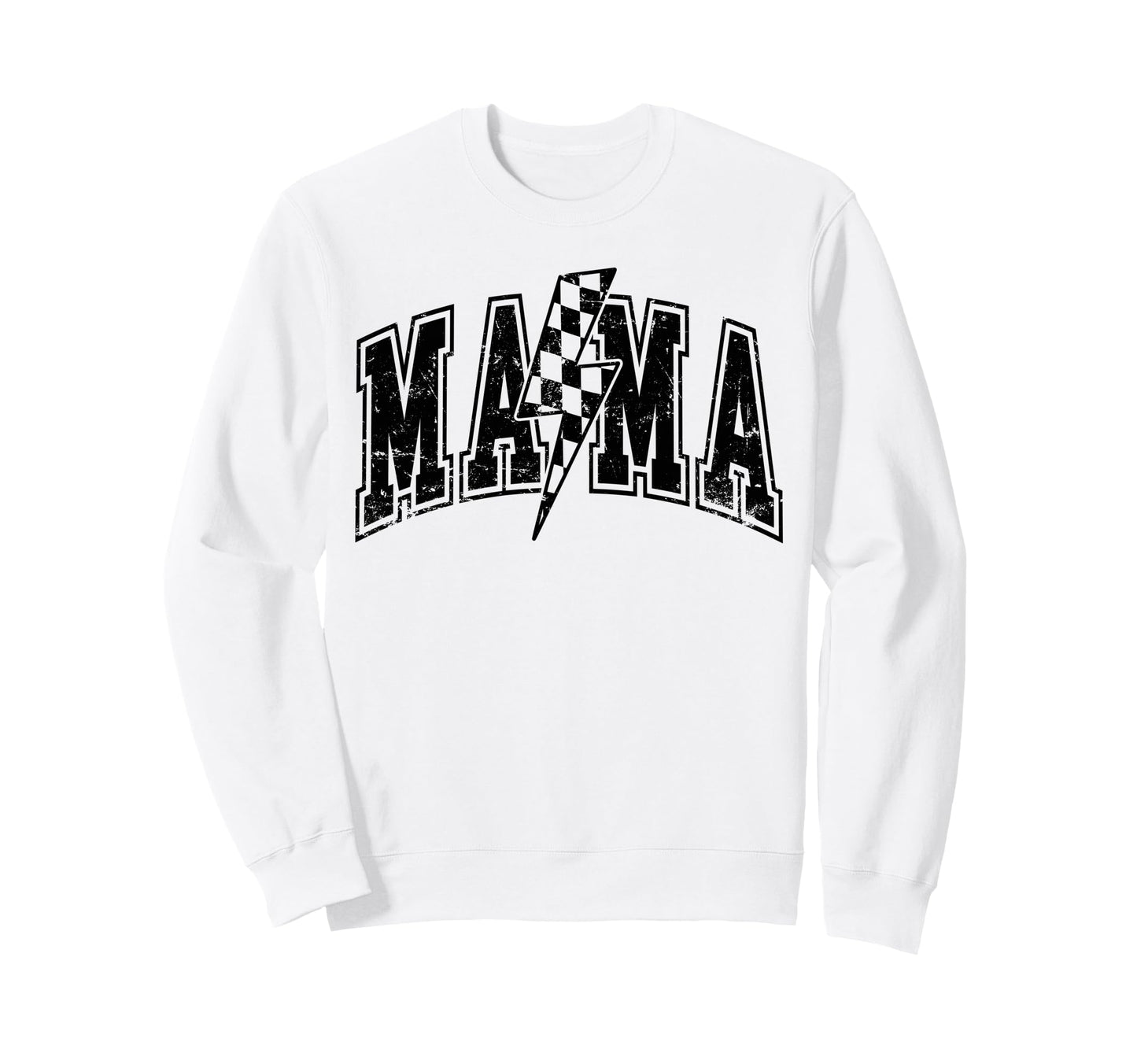 Mama Lightning Bolt Checkered Sweatshirt - Casual Everyday Wear Men Women - T-Shirt, Sweatshirt, Hoodie