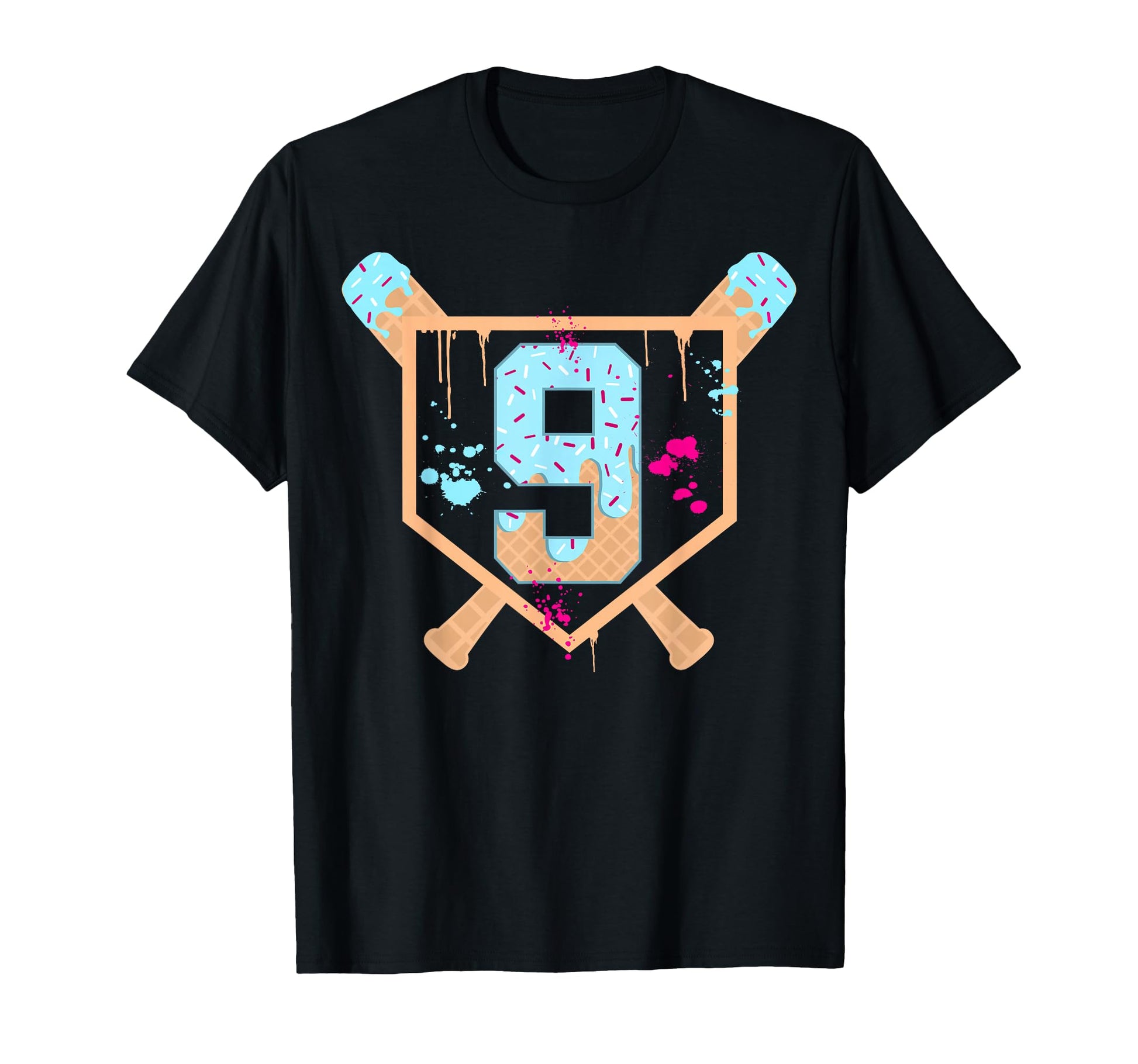 Baseball 9 Year Old Ice Cream Drip T-Shirt - Novelty Apparel for Adults - T-Shirt, Sweatshirt, Hoodie