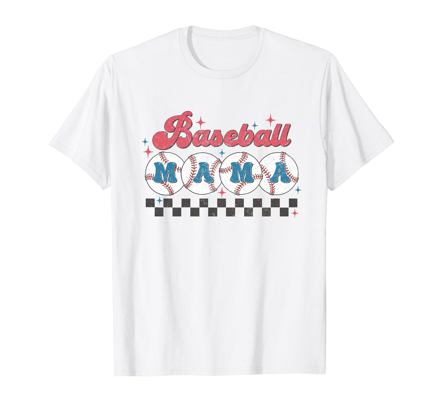 Baseball Mama Checkered Mama Sports T-Shirt - Unique Graphic for Adults - T-Shirt, Sweatshirt, Hoodie
