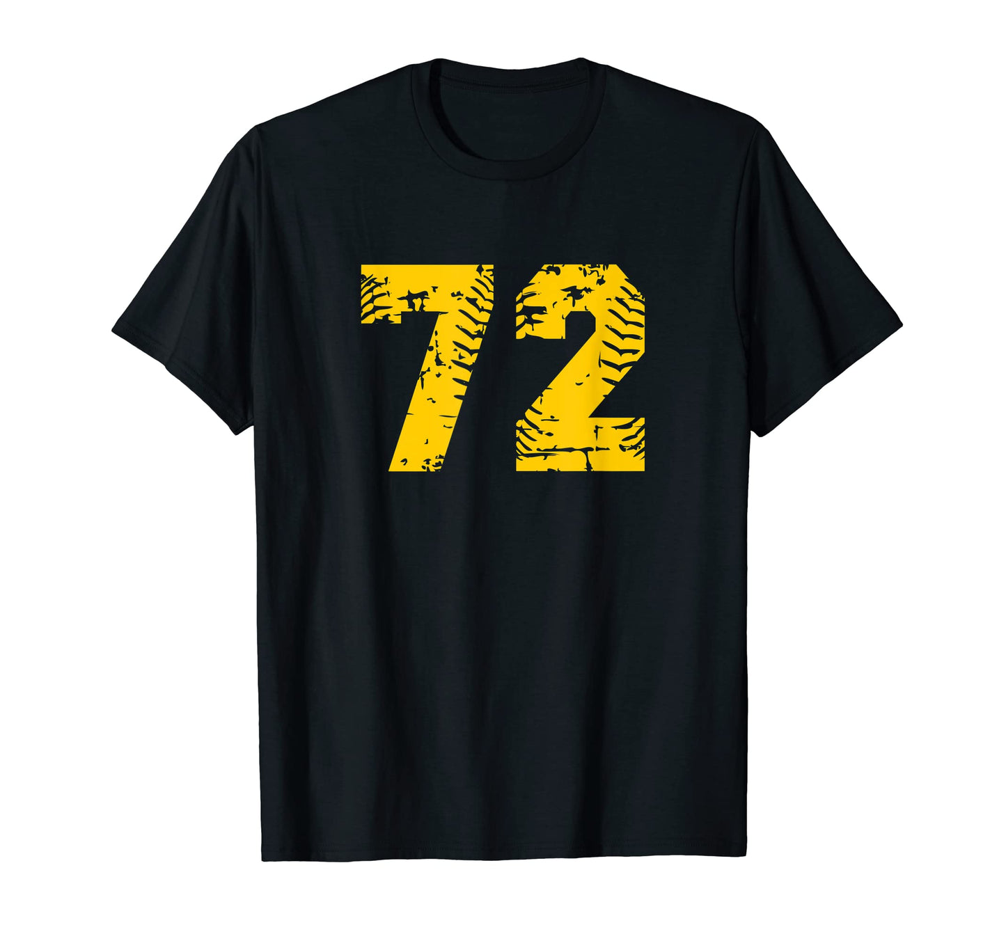 Baseball Softball Number 72 Yellow T-Shirt - Custom Art Print Unisex - T-Shirt, Sweatshirt, Hoodie
