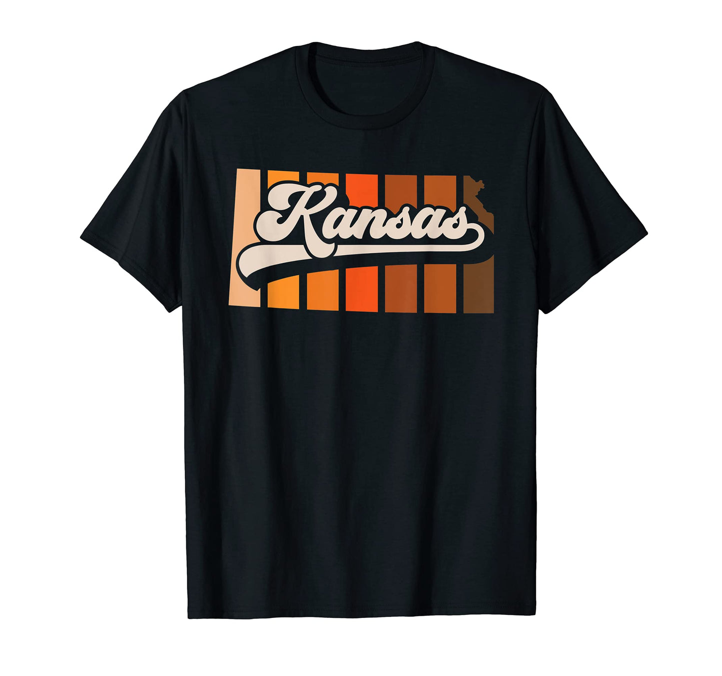 Kansas 70S Stripe State Silhouette T-Shirt - Unique Graphic Men Women - T-Shirt, Sweatshirt, Hoodie