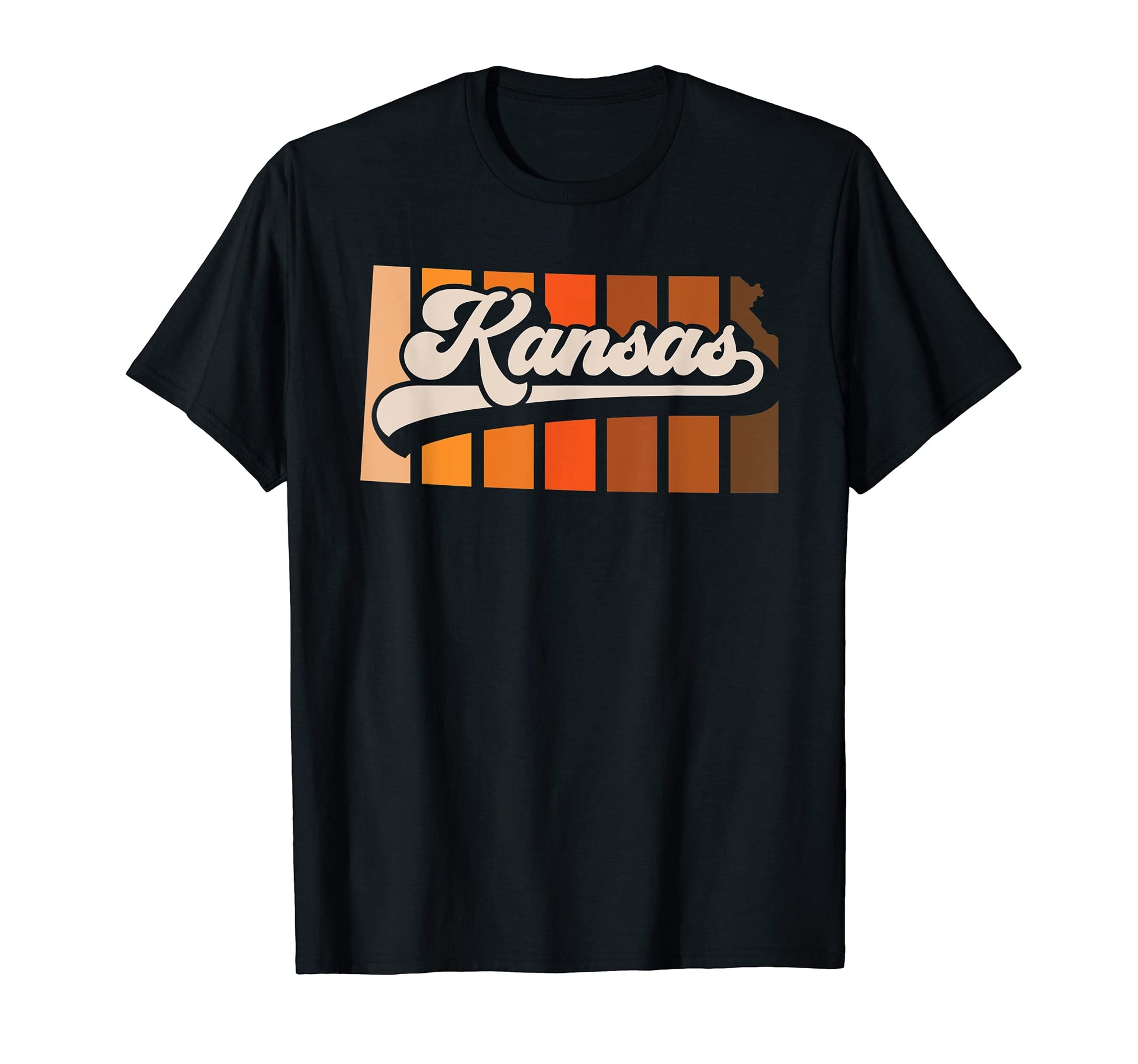 Kansas 70S Stripe State Silhouette T-Shirt - Unique Graphic Men Women - T-Shirt, Sweatshirt, Hoodie