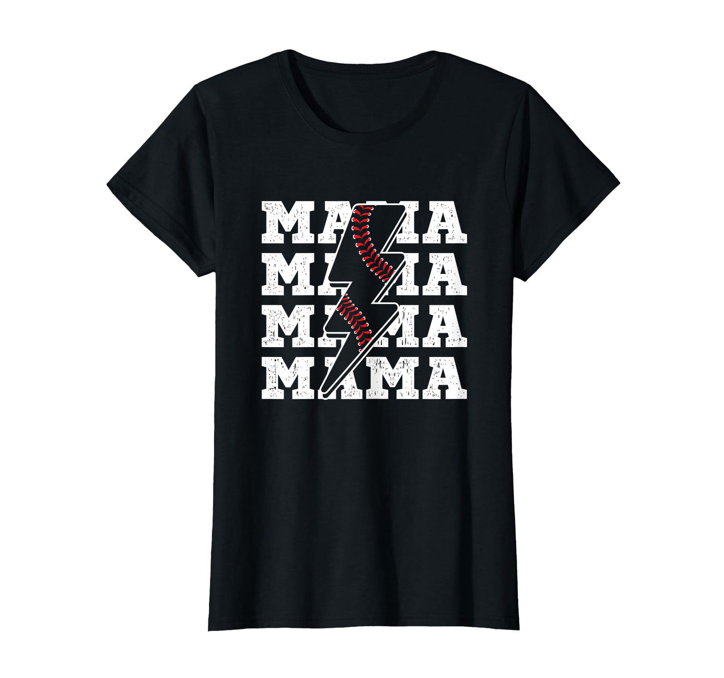 Baseball Mama Distressed Lightning T-Shirt - Streetwear Style for Adults - T-Shirt, Sweatshirt, Hoodie