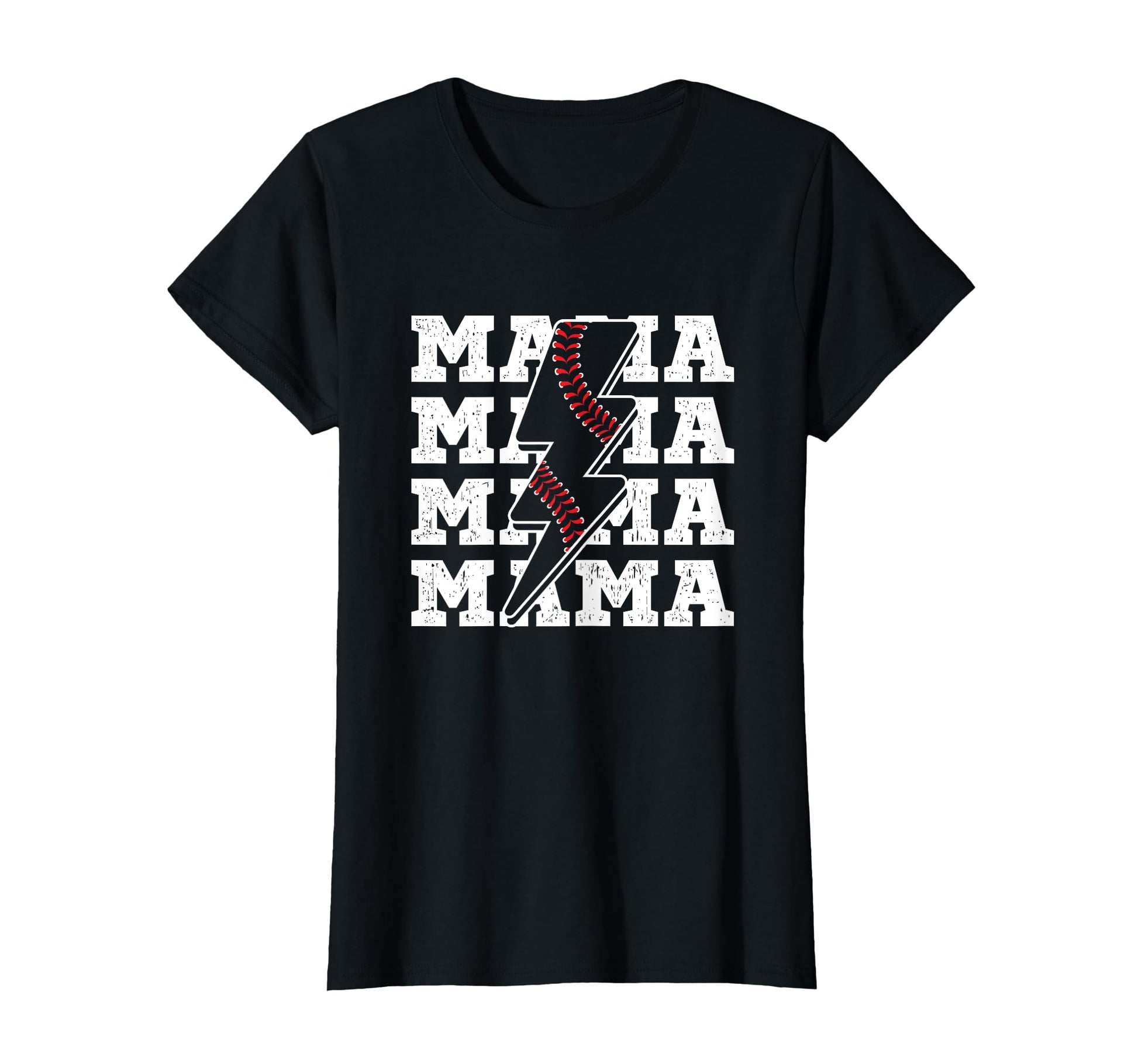 Baseball Mama Distressed Lightning T-Shirt - Streetwear Style for Adults - T-Shirt, Sweatshirt, Hoodie