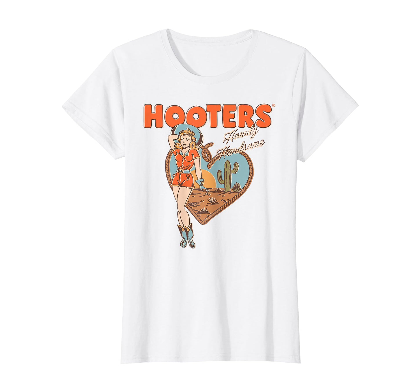 Hooters Western Cowgirl Pinup Howdy T-Shirt - Novelty Apparel Unisex - T-Shirt, Sweatshirt, Hoodie