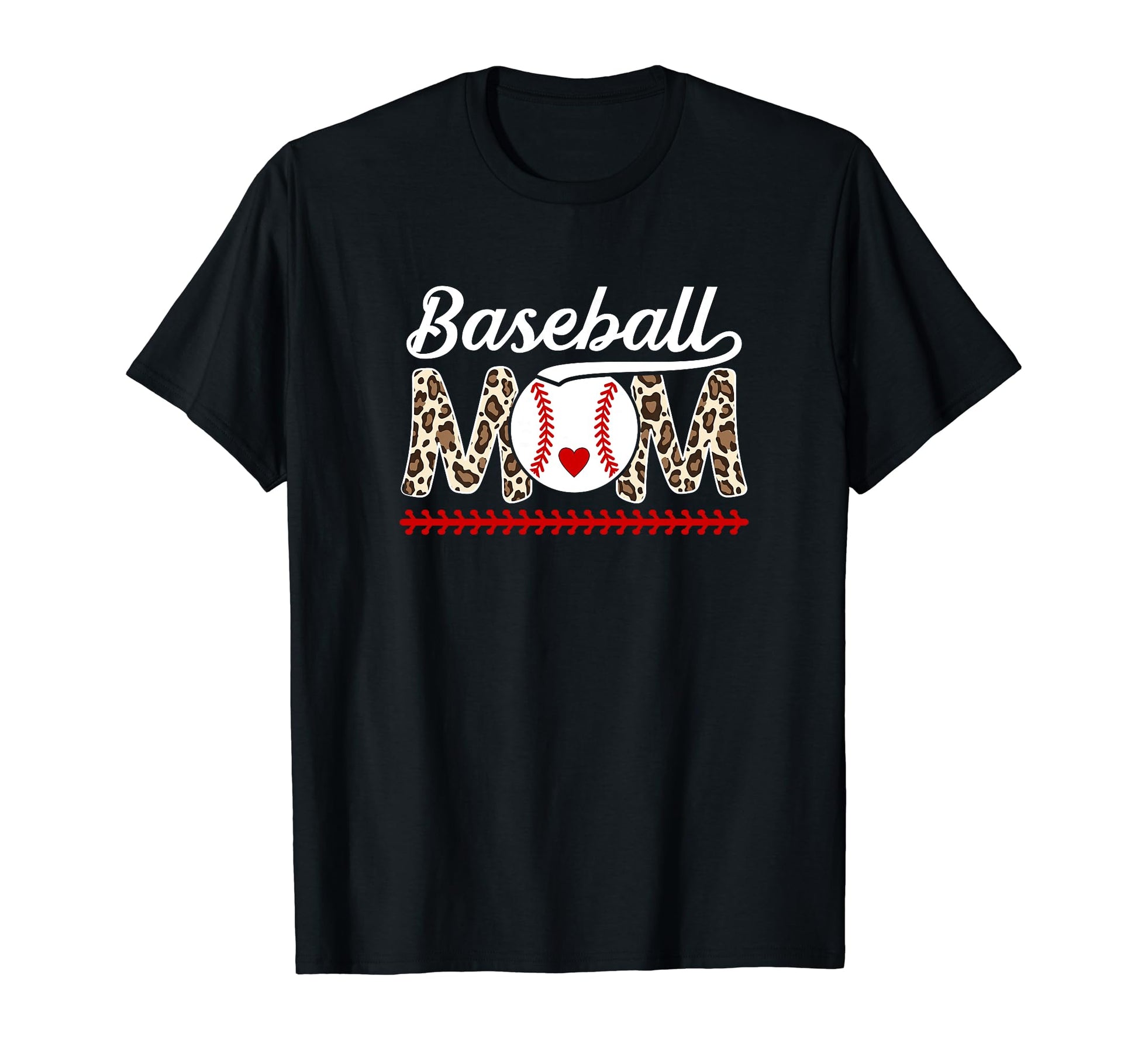 Baseball Mom Leopard Mom Baseball T-Shirt - Casual Everyday Wear Men Women - T-Shirt, Sweatshirt, Hoodie