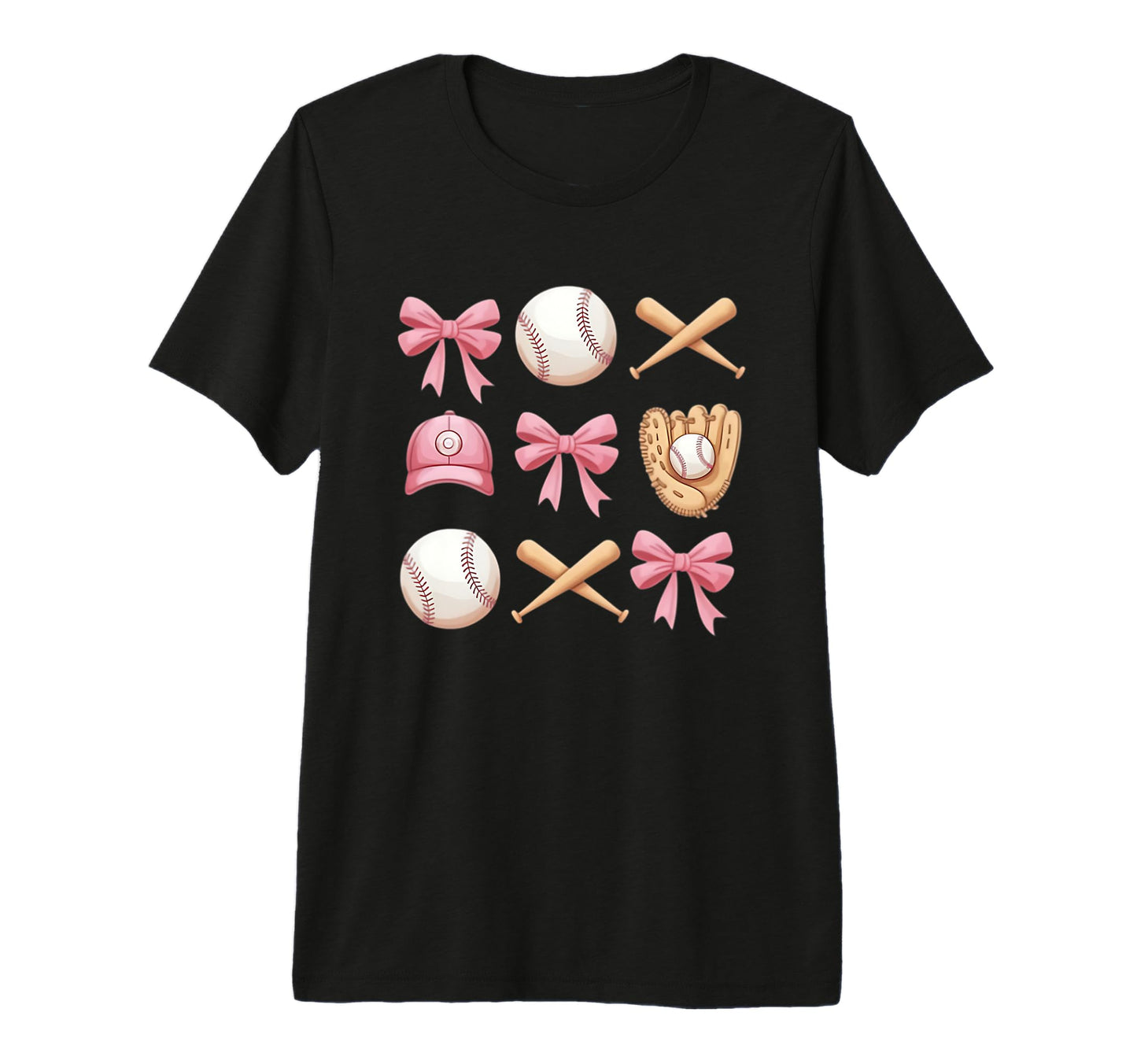 Baseball Coquette Bow Mom Sister Tri T-Shirt - Custom Art Print Men Women - T-Shirt, Sweatshirt, Hoodie