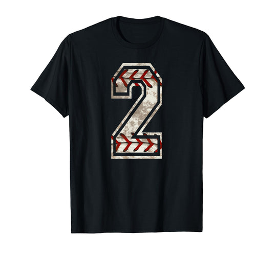 Baseball Jersey Number 2 Distressed T-Shirt - Custom Art Print Men Women - T-Shirt, Sweatshirt, Hoodie