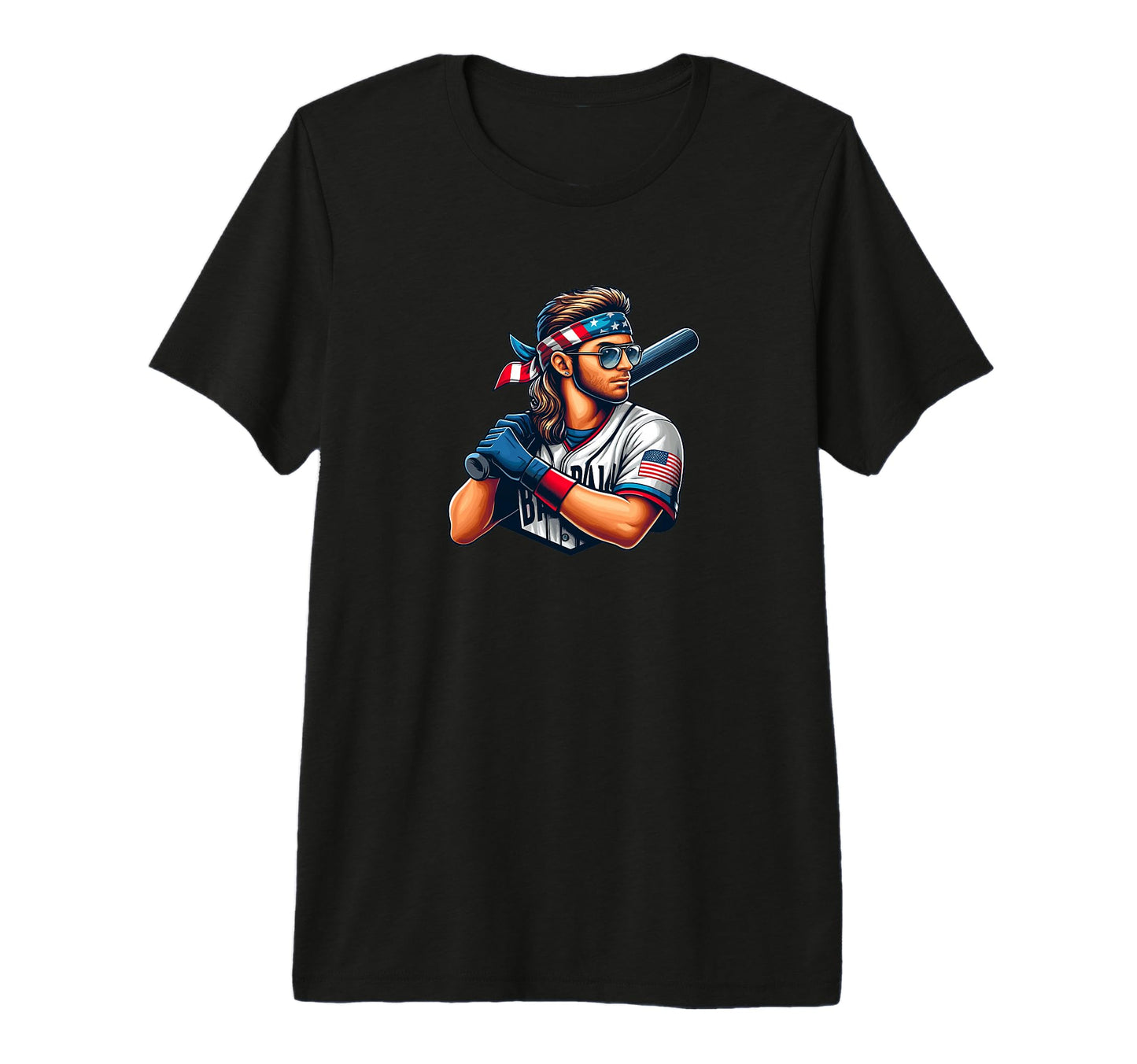 Baseball Player Mullet American T-Shirt - Aesthetic Graphic for Adults - T-Shirt, Sweatshirt, Hoodie