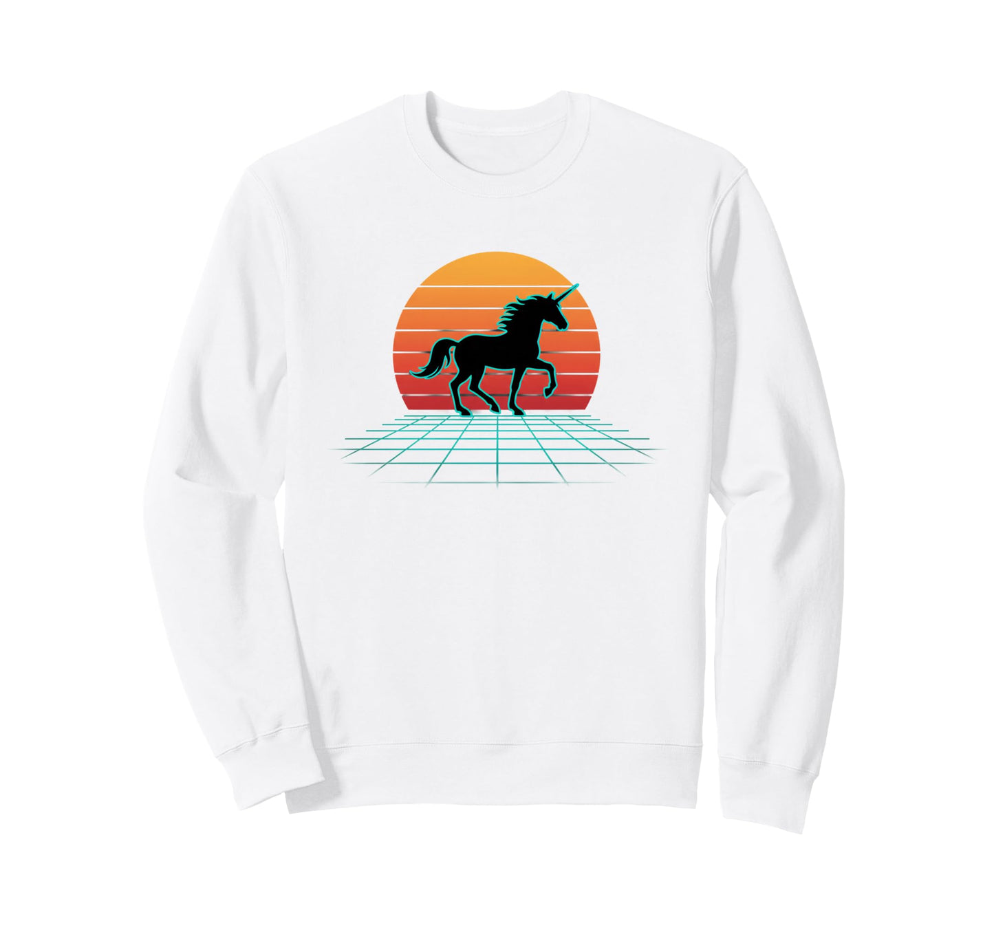 Unicorn Sunset Synthwave 80S Vaporwave Sweatshirt - Novelty Apparel Unisex - T-Shirt, Sweatshirt, Hoodie