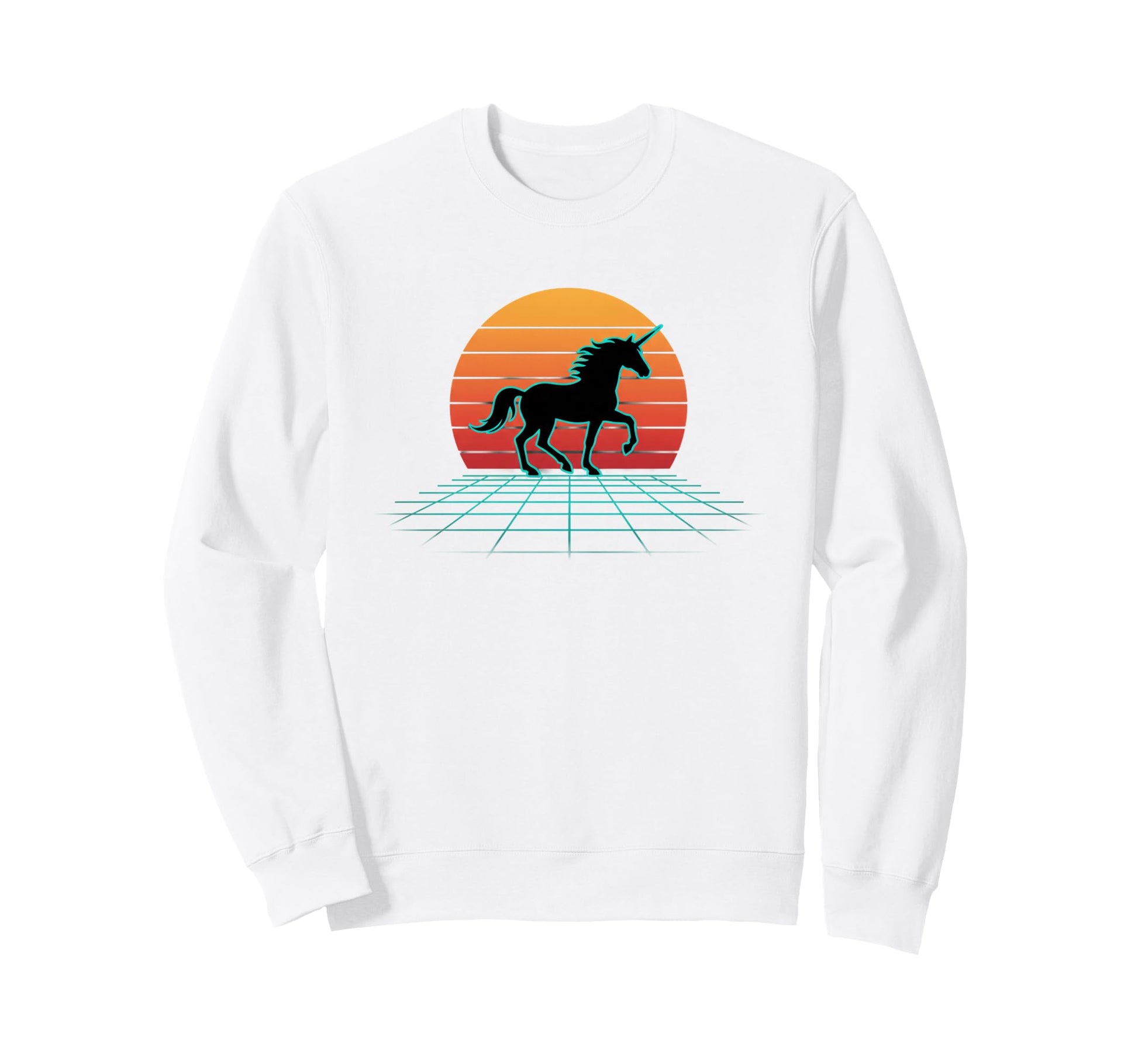 Unicorn Sunset Synthwave 80S Vaporwave Sweatshirt - Novelty Apparel Unisex - T-Shirt, Sweatshirt, Hoodie