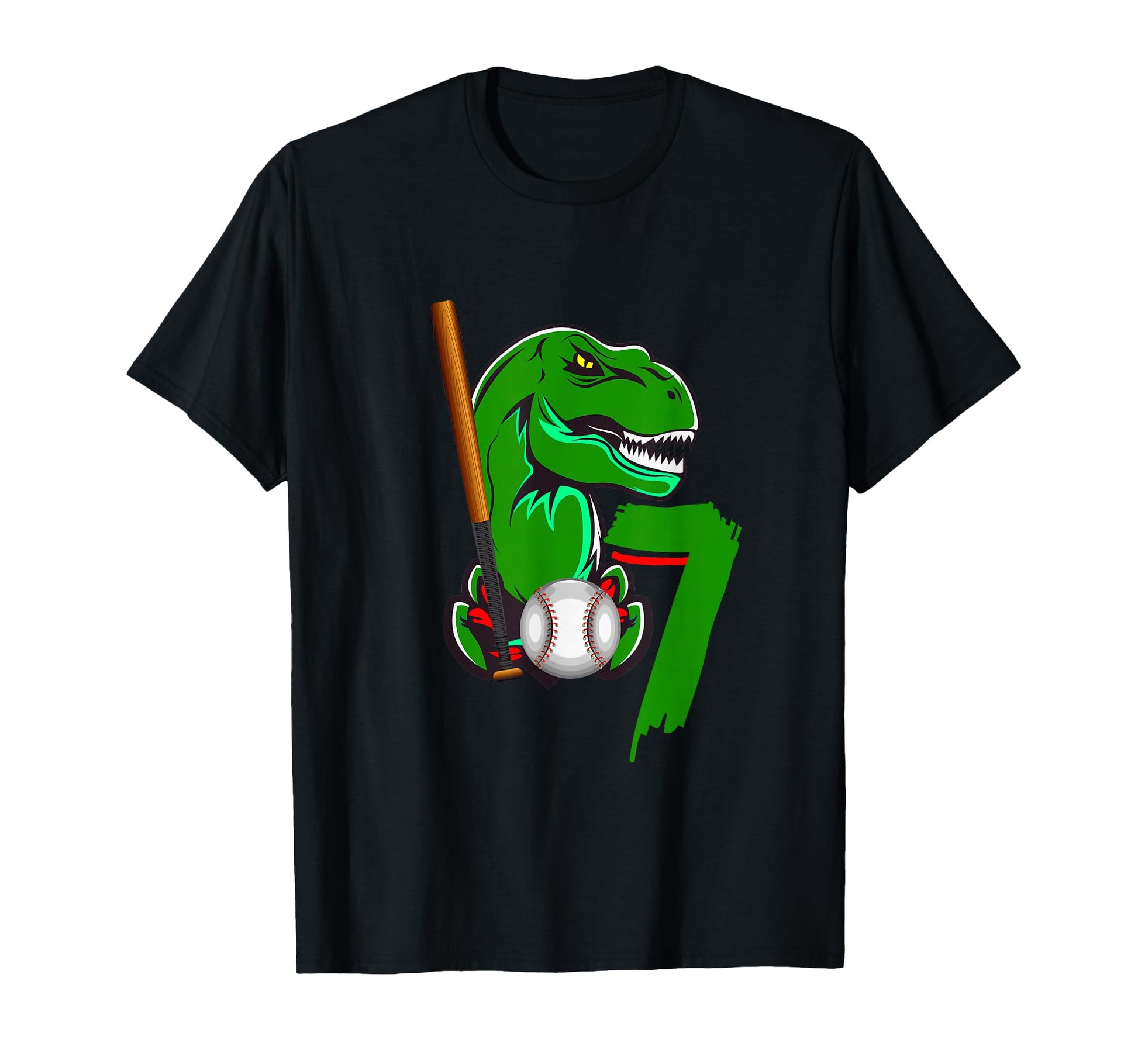 Baseball Dinosaurs T Rex Dino 7Th Birthday T-Shirt - Graphic Print Unisex - T-Shirt, Sweatshirt, Hoodie