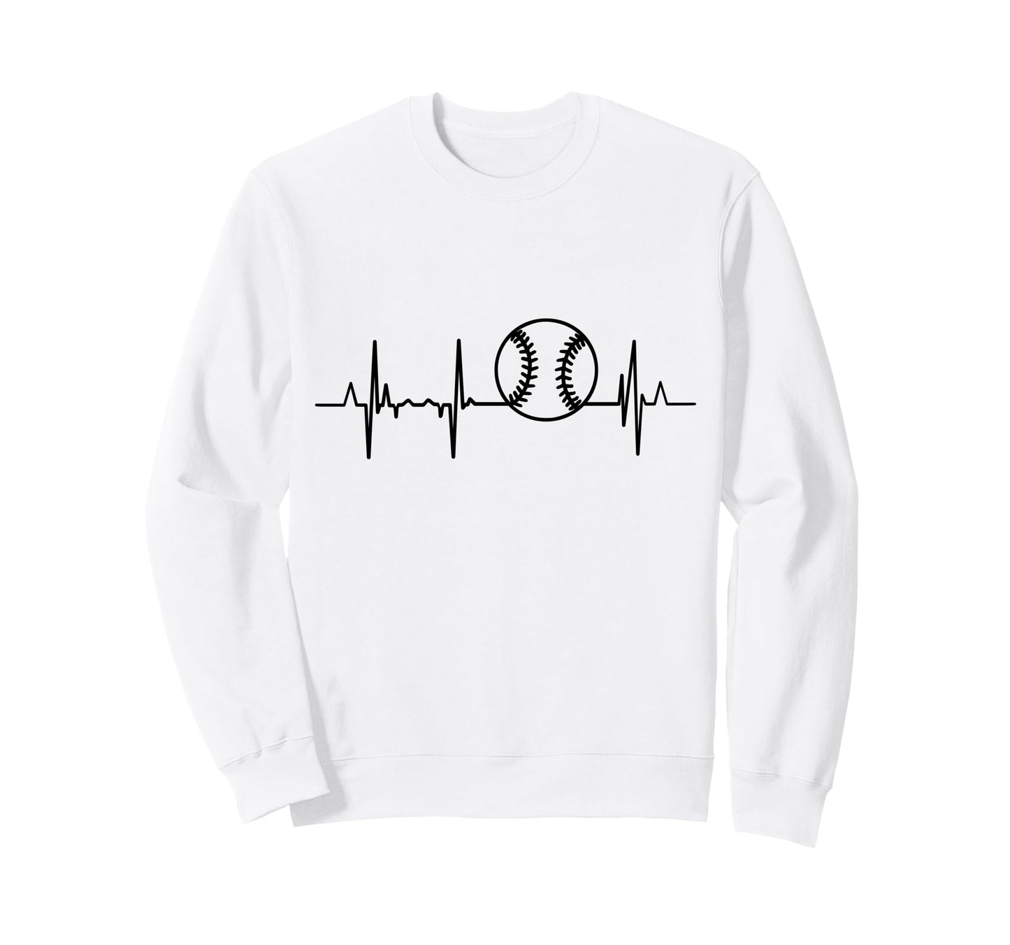 Heartbeat Baseball Lover Pulse Line Sweatshirt - Fun Novelty Design Unisex - T-Shirt, Sweatshirt, Hoodie