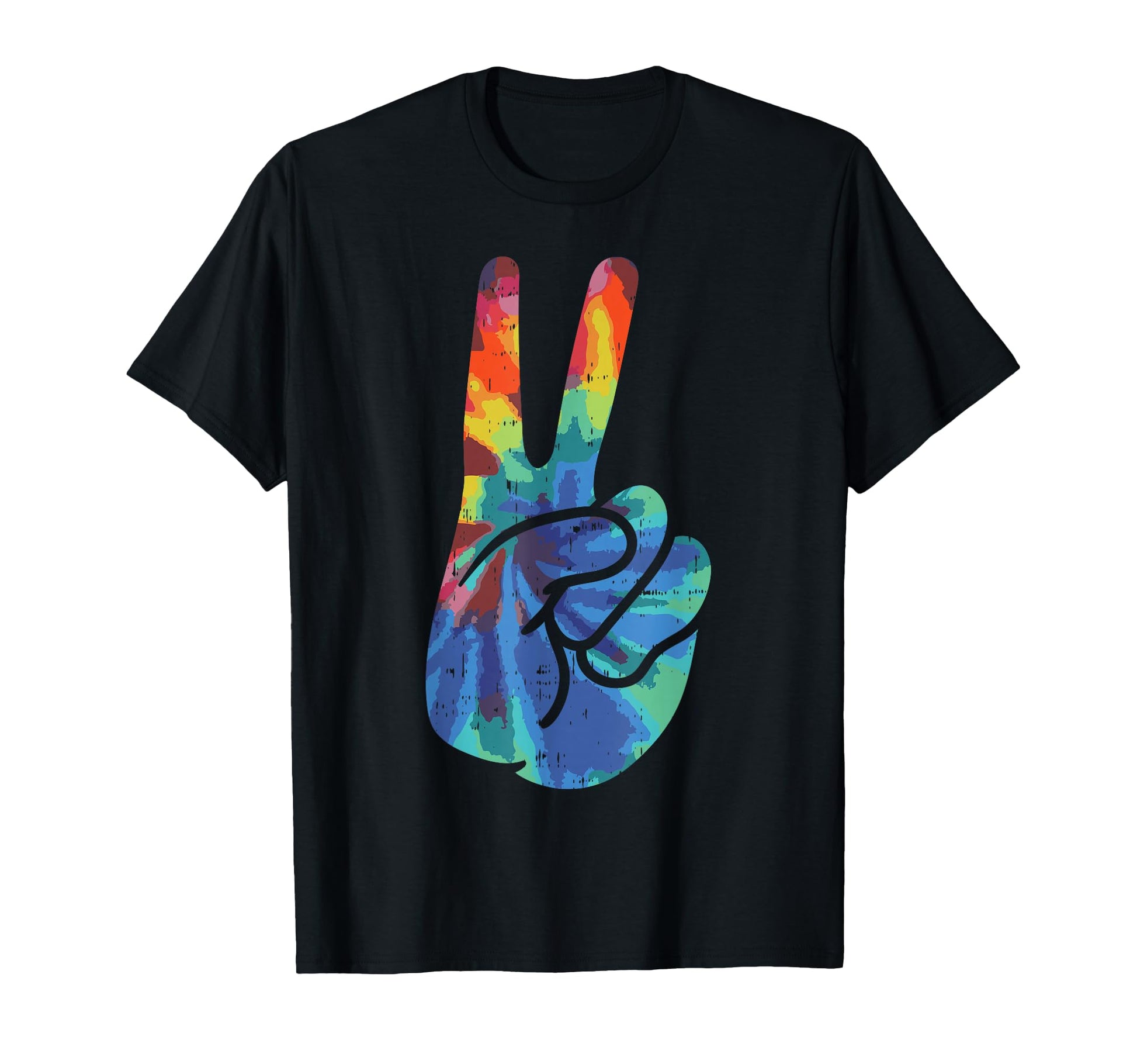Peace Hand Sign Tie Dye Psychedelic T-Shirt - Novelty Apparel Unisex - T-Shirt, Sweatshirt, Hoodie