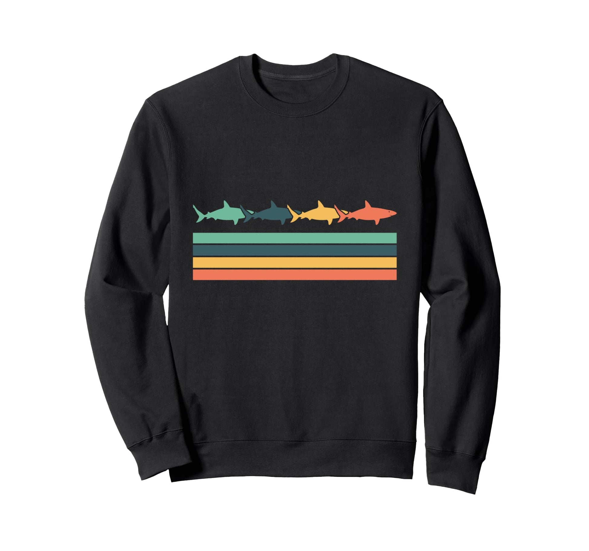 Shark Stripes Colorful Ocean Sweatshirt - Novelty Apparel Unisex - T-Shirt, Sweatshirt, Hoodie