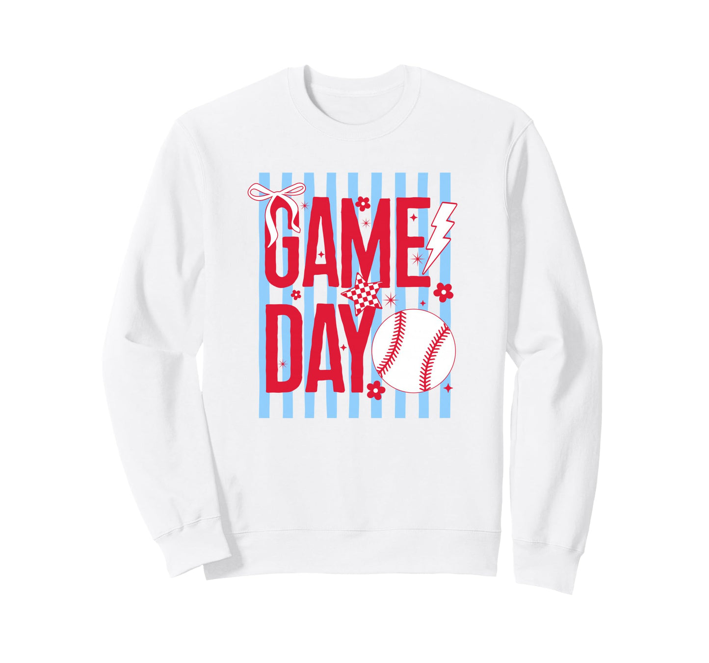 Game Day Baseball Mom Red Blue Sweatshirt - Graphic Print for Adults - T-Shirt, Sweatshirt, Hoodie