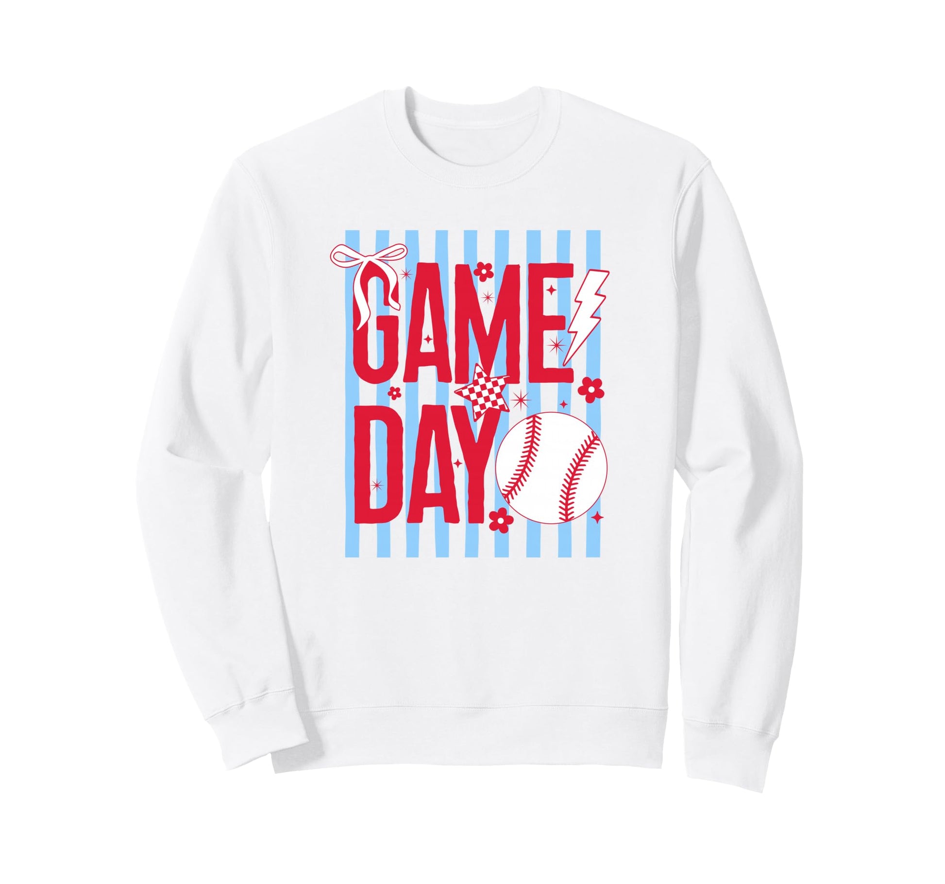 Game Day Baseball Mom Red Blue Sweatshirt - Graphic Print for Adults - T-Shirt, Sweatshirt, Hoodie