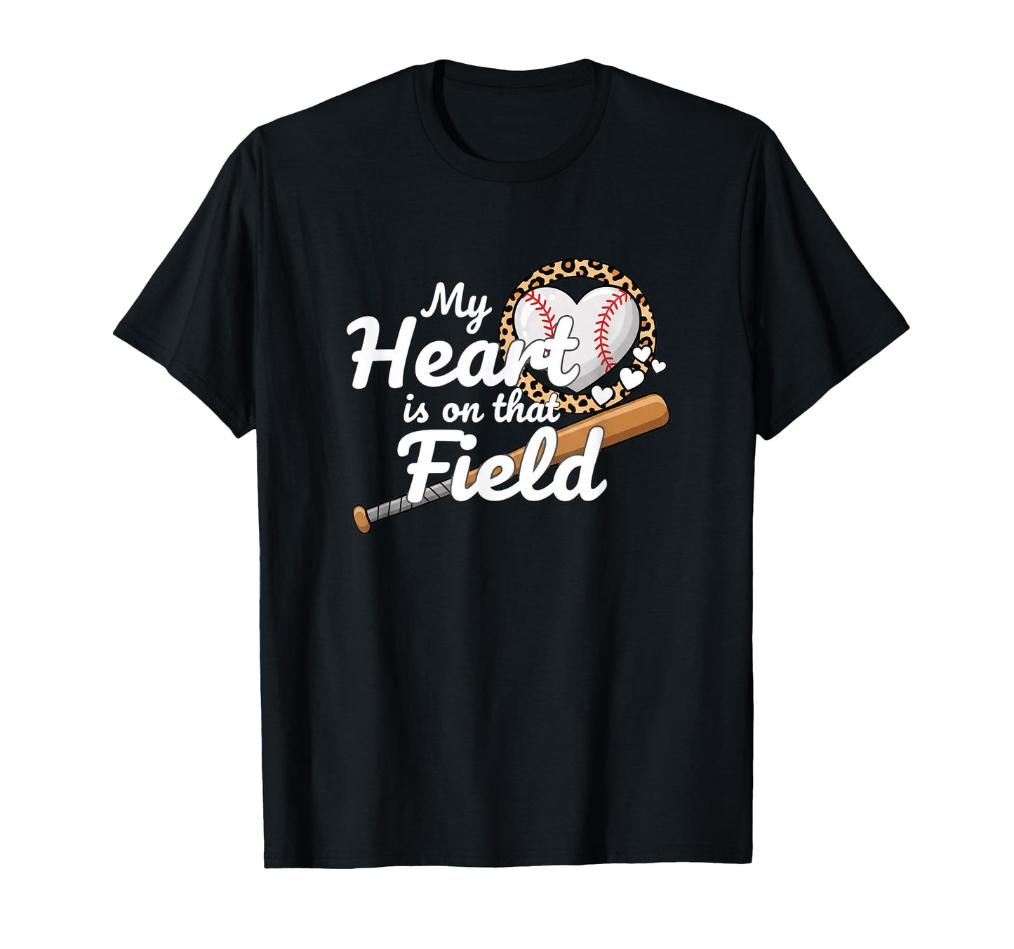 My Heart Is That Baseball Mom Leopard T-Shirt - Minimalist Print Unisex - T-Shirt, Sweatshirt, Hoodie