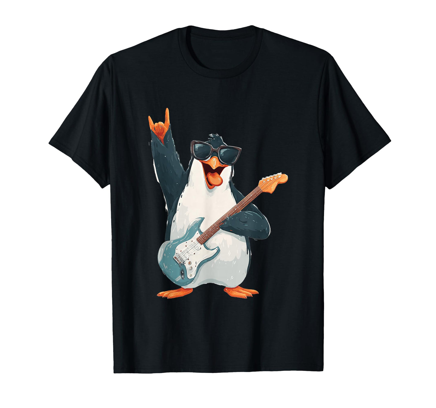 Rockstar Penguin Sunglasses Electric T-Shirt - Unique Graphic Men Women - T-Shirt, Sweatshirt, Hoodie