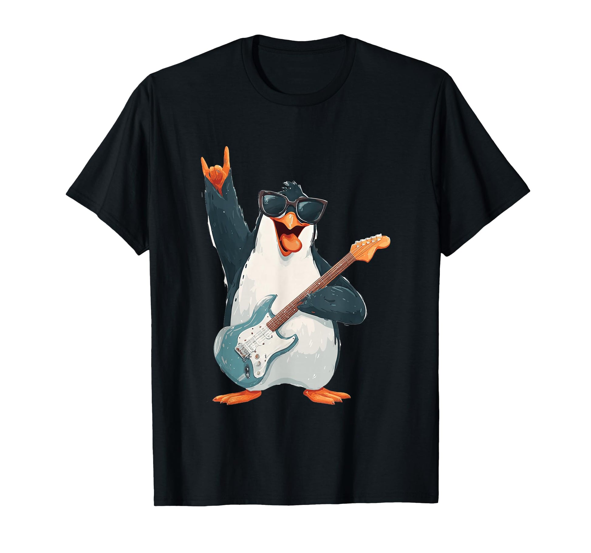 Rockstar Penguin Sunglasses Electric T-Shirt - Unique Graphic Men Women - T-Shirt, Sweatshirt, Hoodie