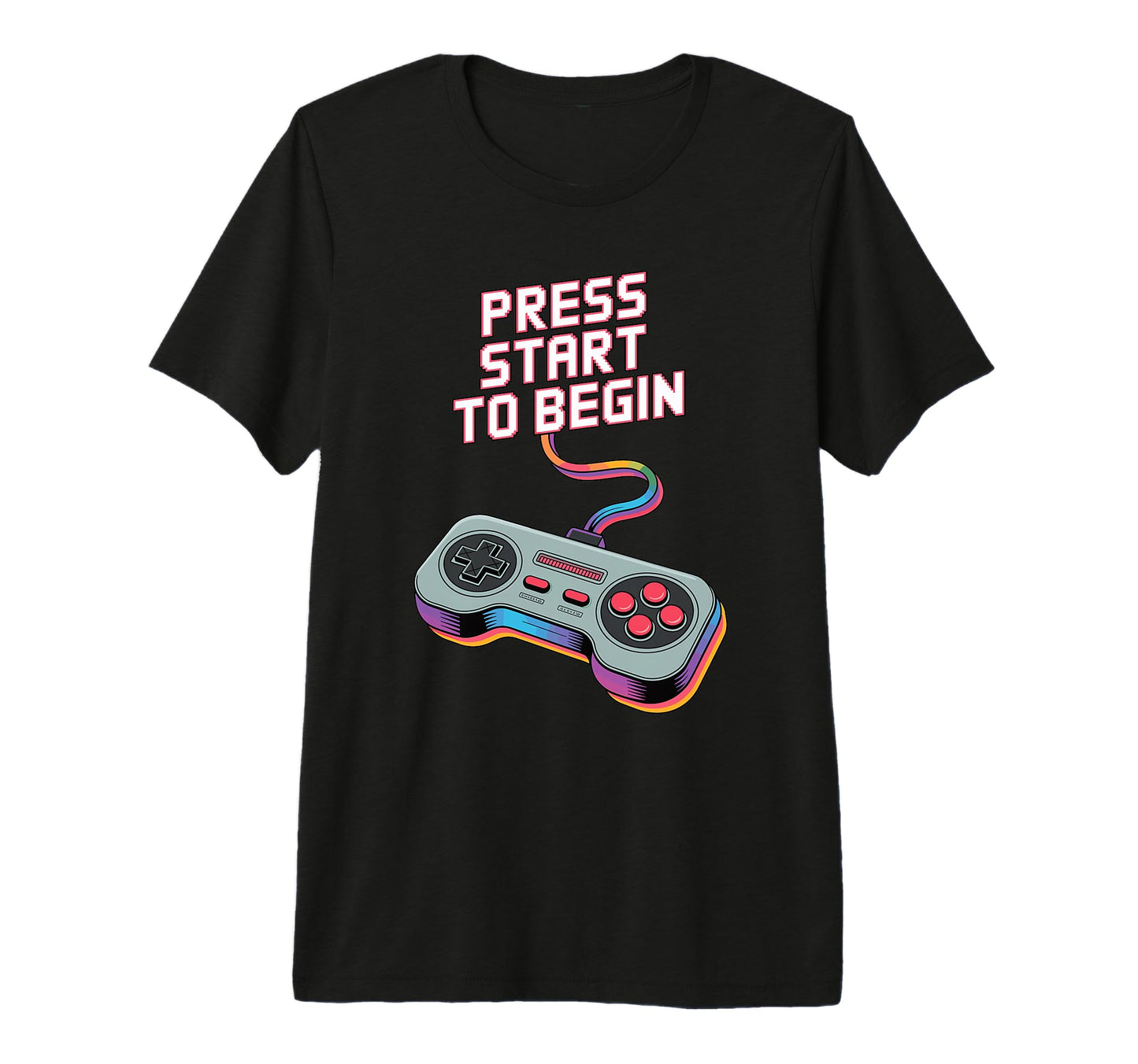 Press Start To Begin Gaming Controller T-Shirt - Fun Novelty Design Unisex - T-Shirt, Sweatshirt, Hoodie