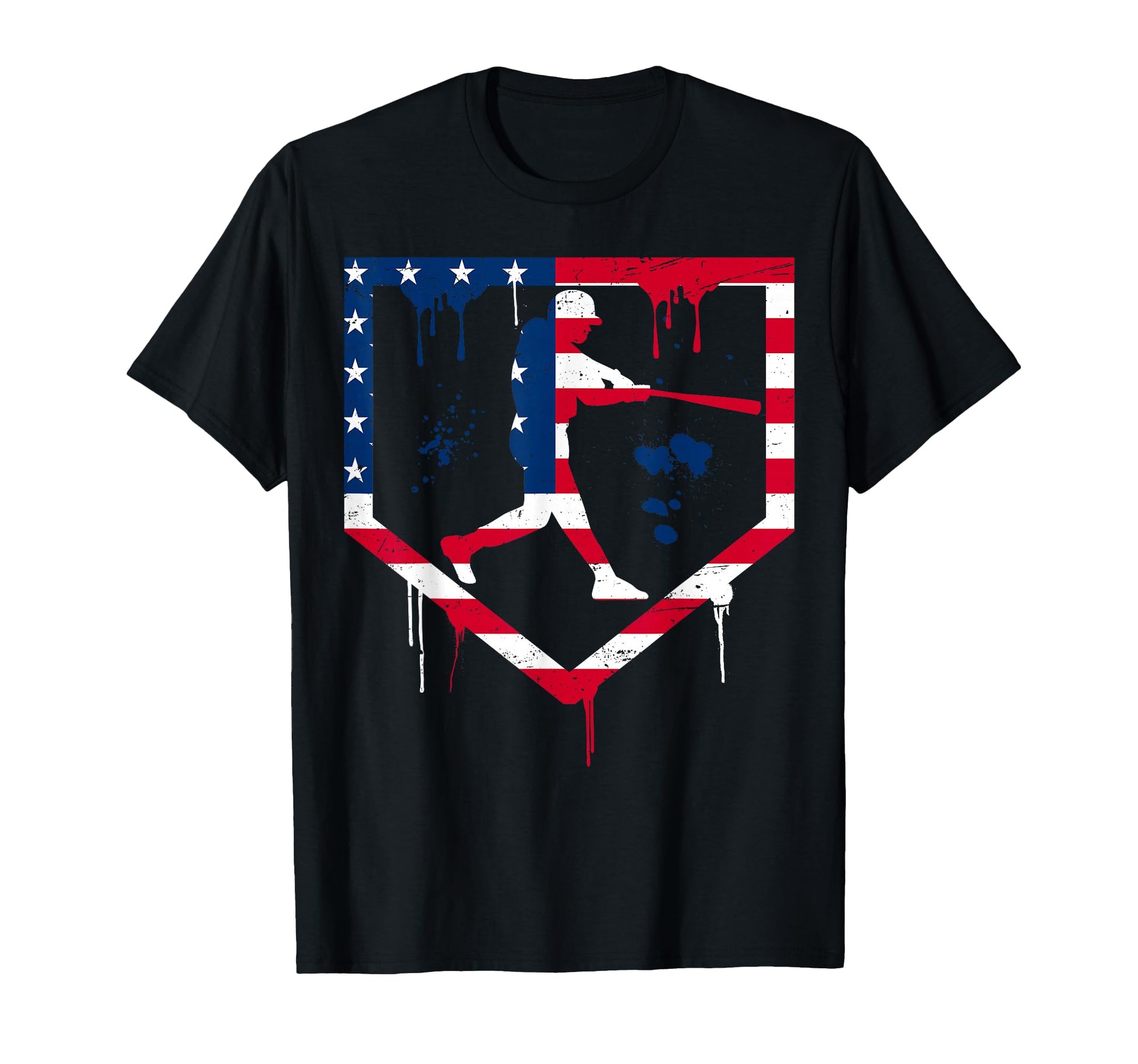 Baseball Drip American Flag Bat 4Th July T-Shirt - Streetwear Style Unisex - T-Shirt, Sweatshirt, Hoodie