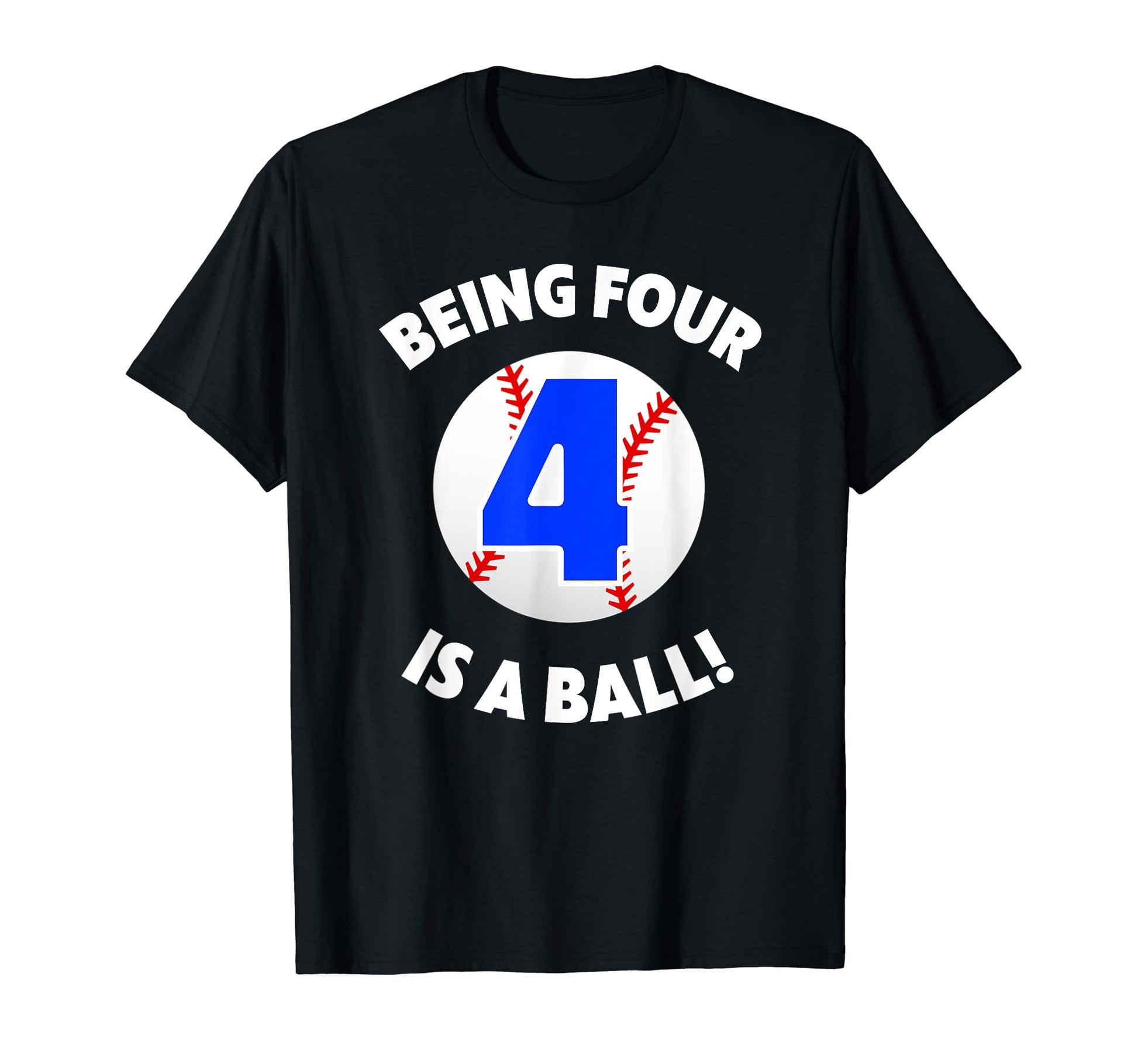 Fourth Birthday Baseball Sports T-Shirt - Custom Art Print Unisex - T-Shirt, Sweatshirt, Hoodie