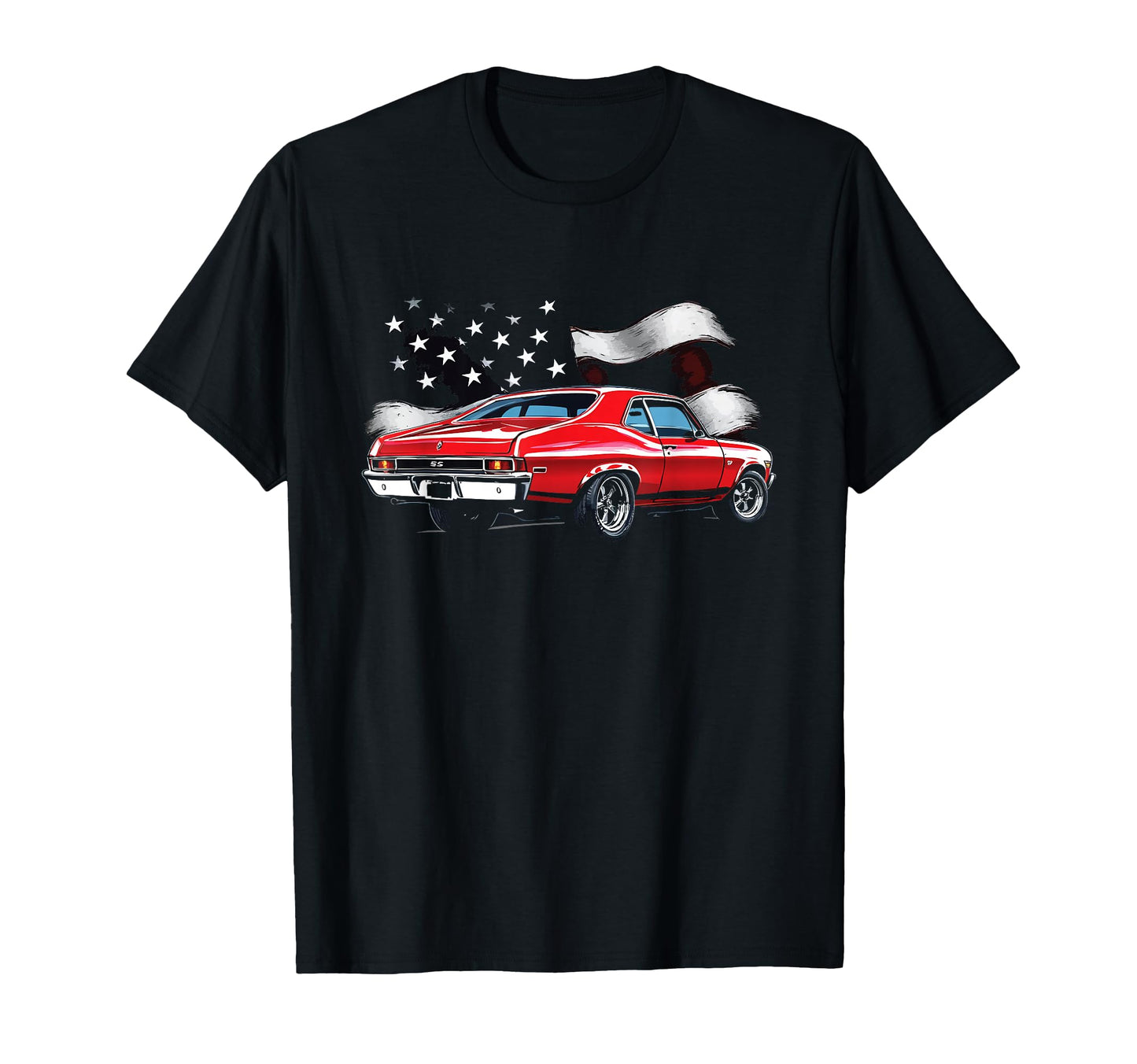 1969 Nova Ii American Flag Old School T-Shirt - Novelty Apparel Unisex - T-Shirt, Sweatshirt, Hoodie