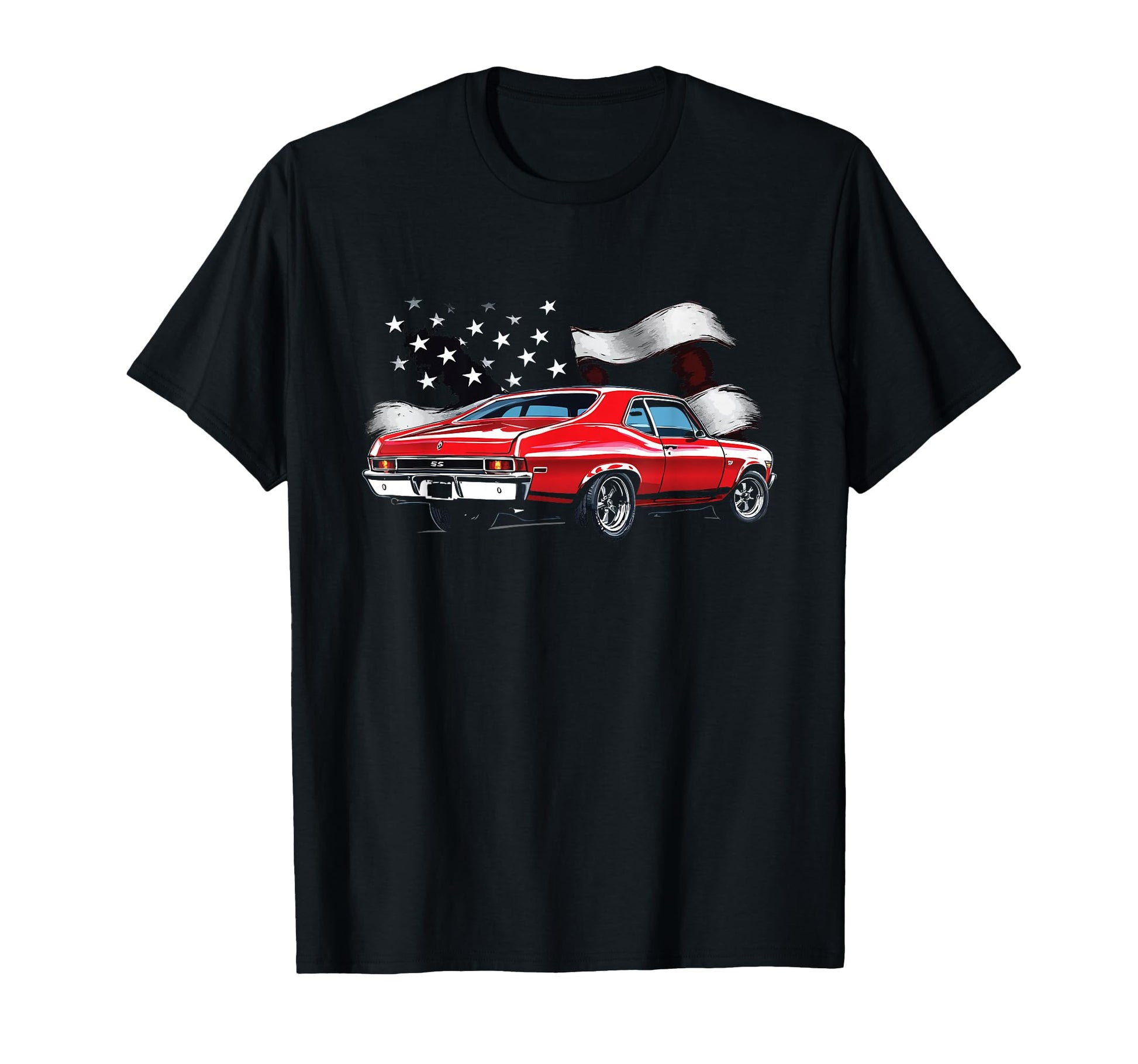 1969 Nova Ii American Flag Old School T-Shirt - Novelty Apparel Unisex - T-Shirt, Sweatshirt, Hoodie