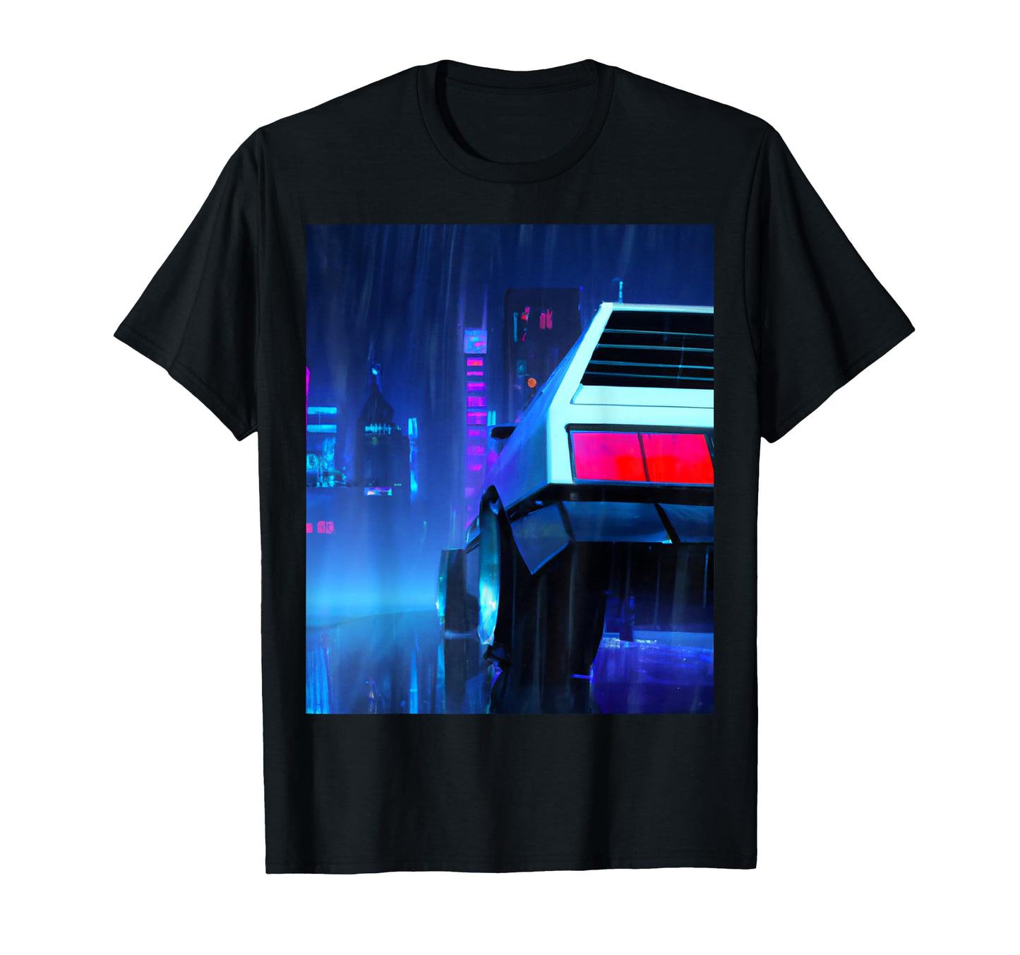Vaporwave Aesthetic Car Rainy Night T-Shirt - Custom Art Print Unisex - T-Shirt, Sweatshirt, Hoodie