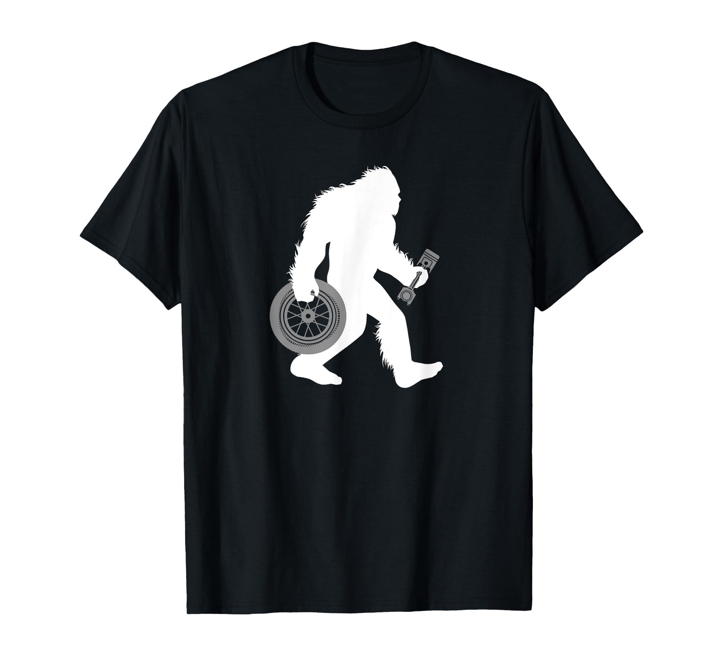 Bigfoot Car Mechanic Sasquatch Tire T-Shirt - Novelty Apparel for Adults - T-Shirt, Sweatshirt, Hoodie