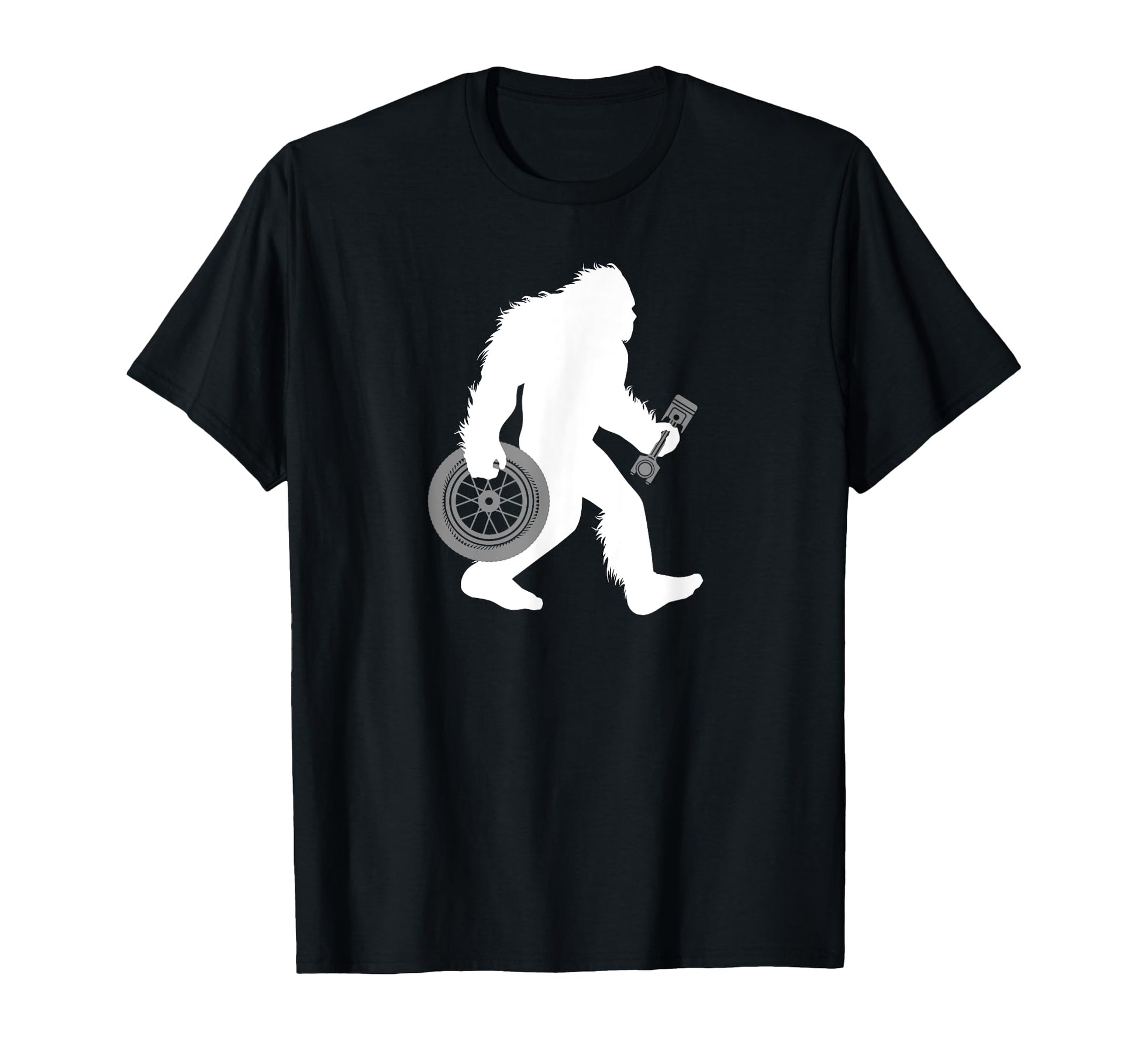 Bigfoot Car Mechanic Sasquatch Tire T-Shirt - Novelty Apparel for Adults - T-Shirt, Sweatshirt, Hoodie