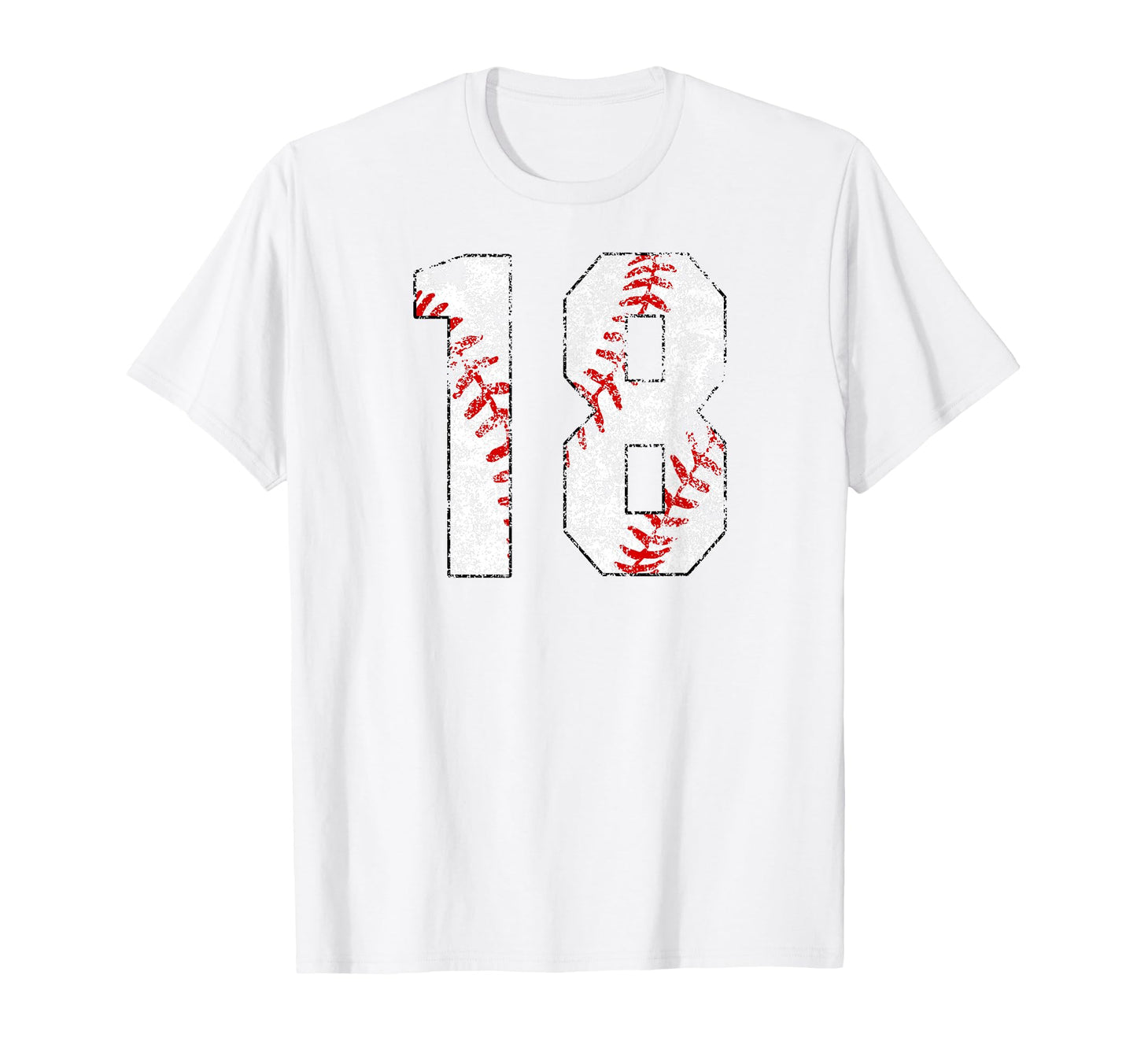 Distressed Baseball Number 18 T-Shirt - Fun Novelty Design for Adults - T-Shirt, Sweatshirt, Hoodie