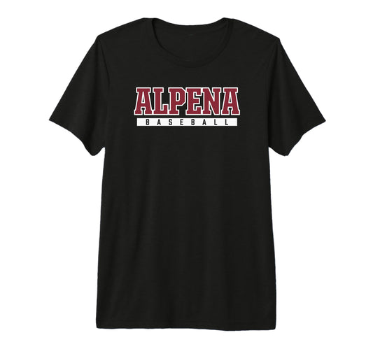 Alpena High School Baseball Tri Blend T-Shirt - Minimalist Print for Adults - T-Shirt, Sweatshirt, Hoodie